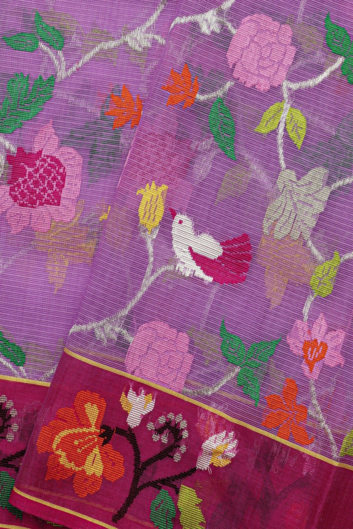 Zari Kota Cotton Lavender Saree