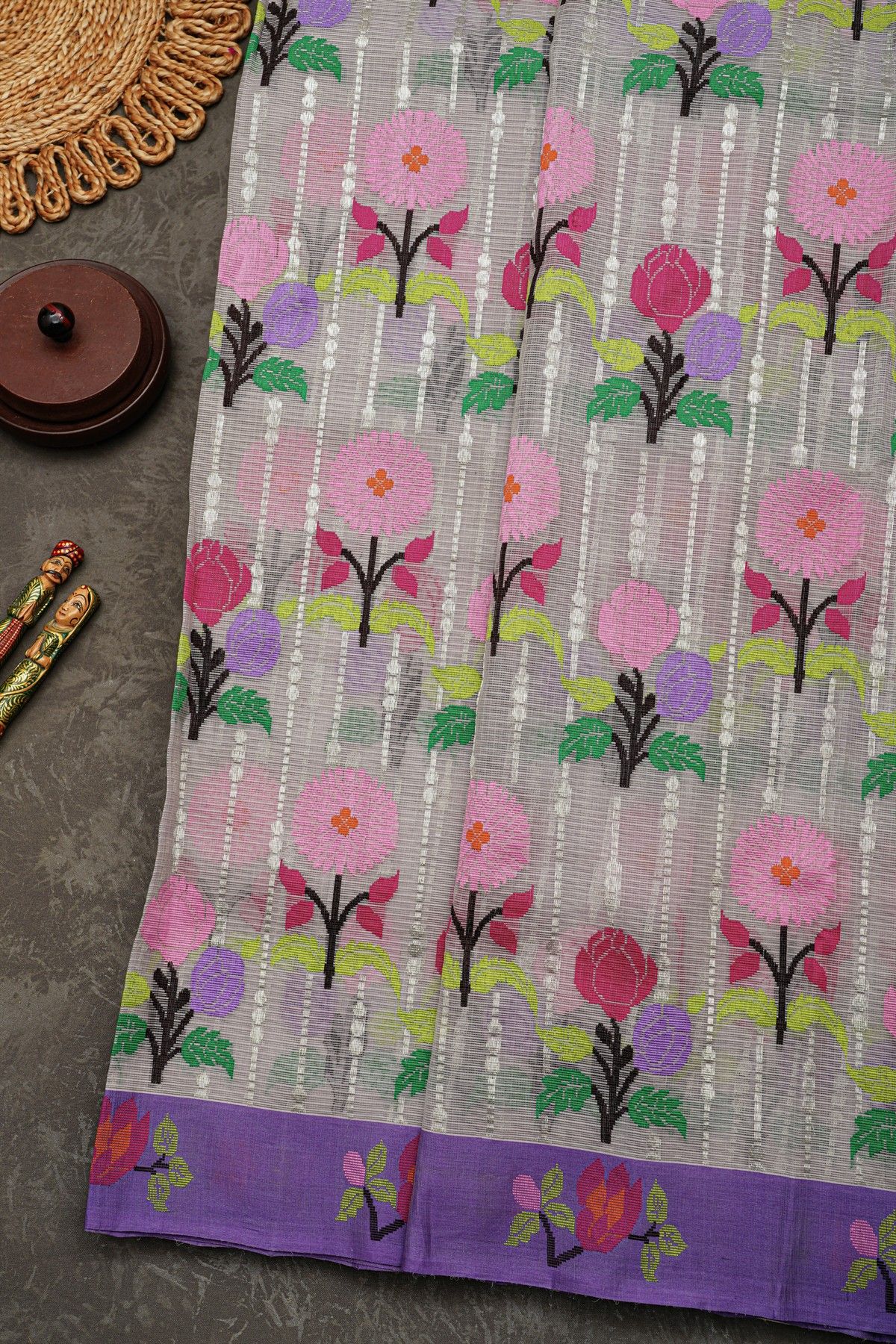 Zari Kota Cotton Off White Saree