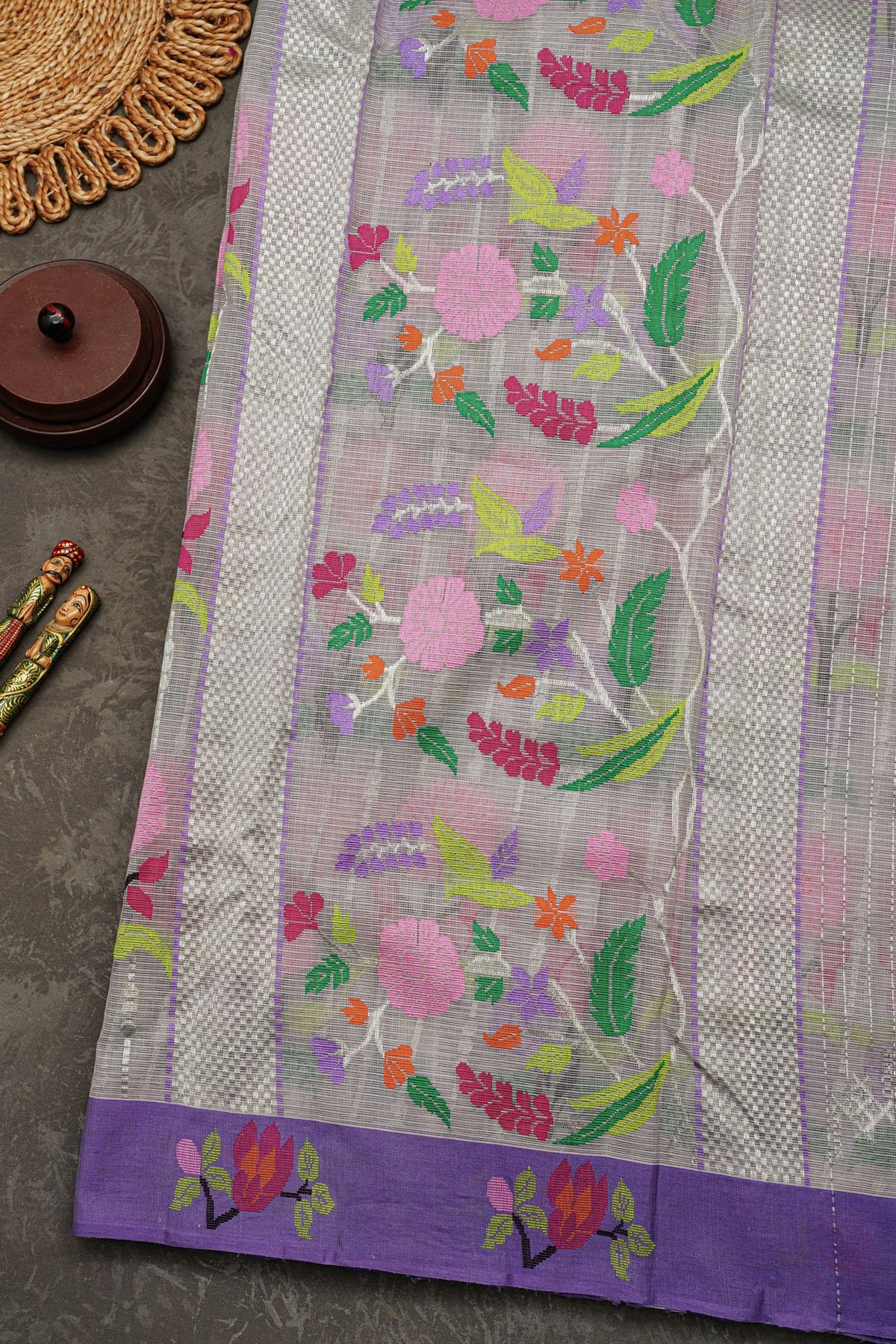 Zari Kota Cotton Off White Saree