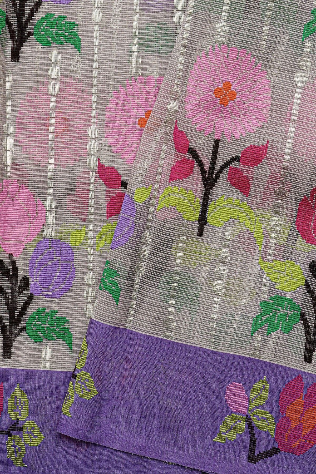Zari Kota Cotton Off White Saree