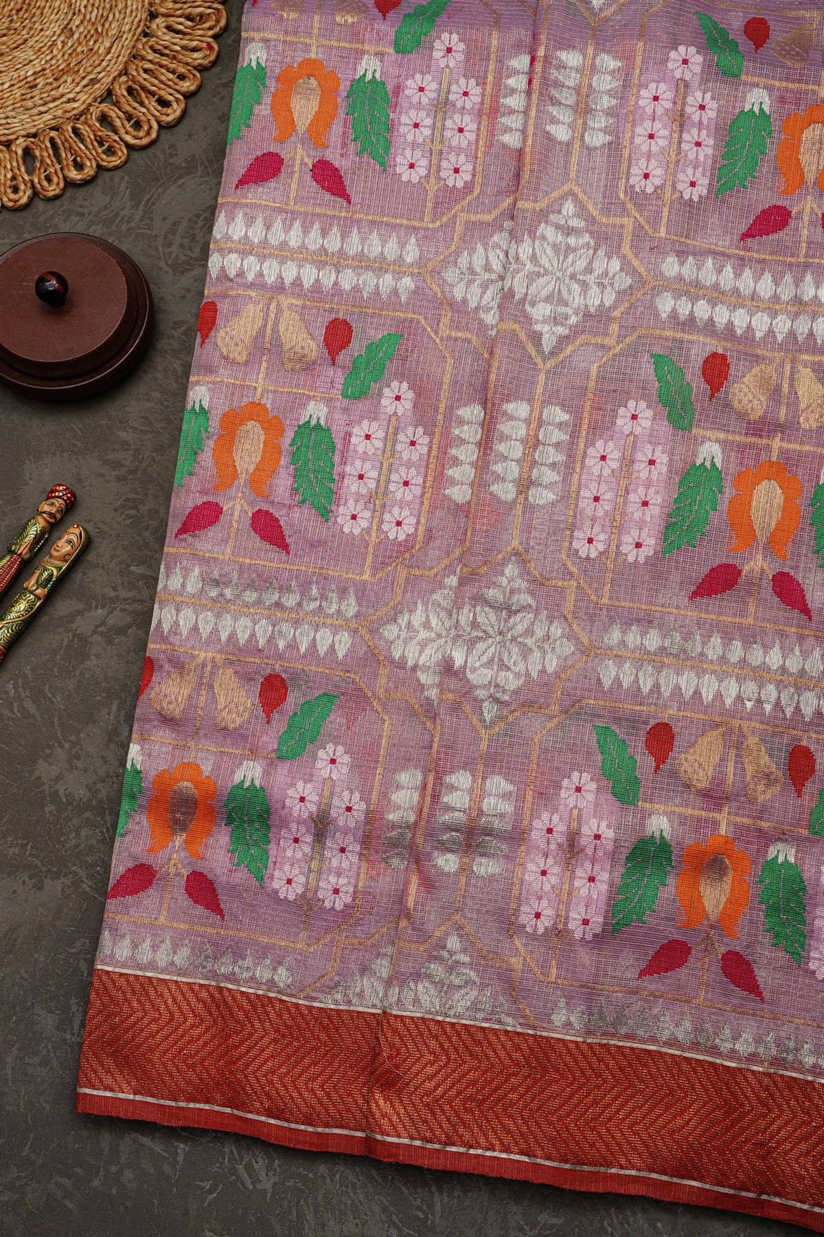 Zari Kota Cotton Lavender Tissue Saree