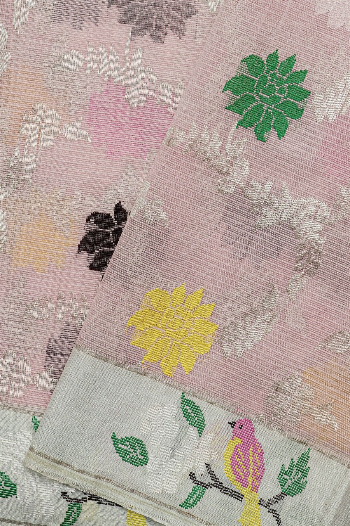 Zari Kota Cotton Baby Pink Saree