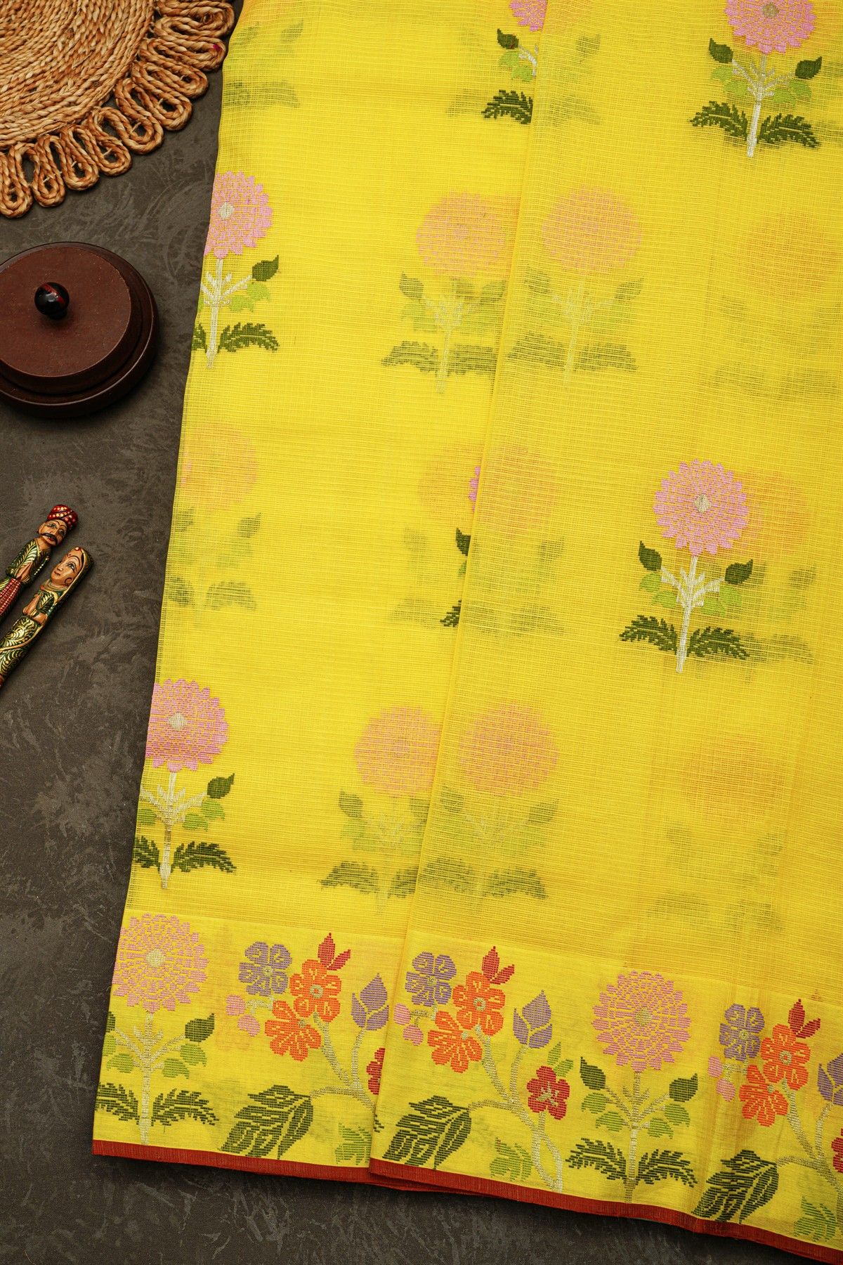 Zari Kota Cotton Yellow Saree