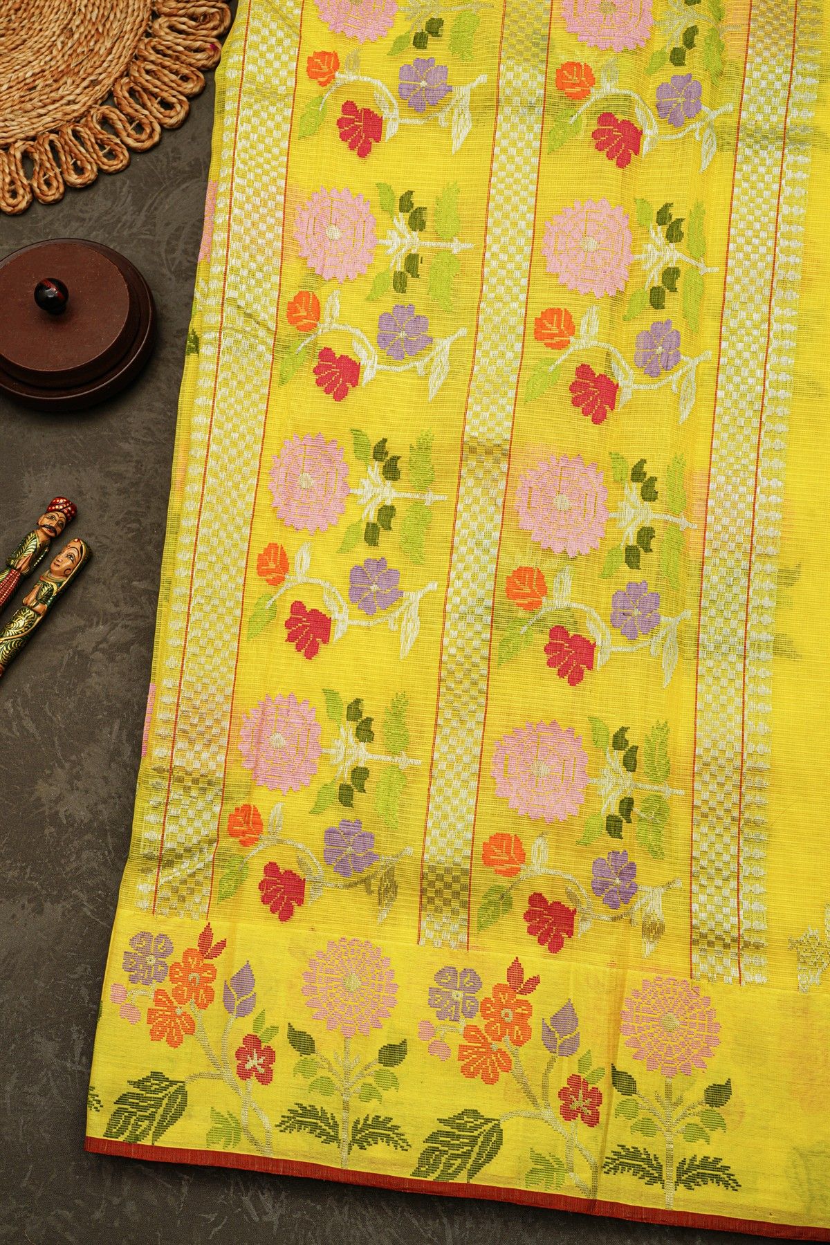 Zari Kota Cotton Yellow Saree