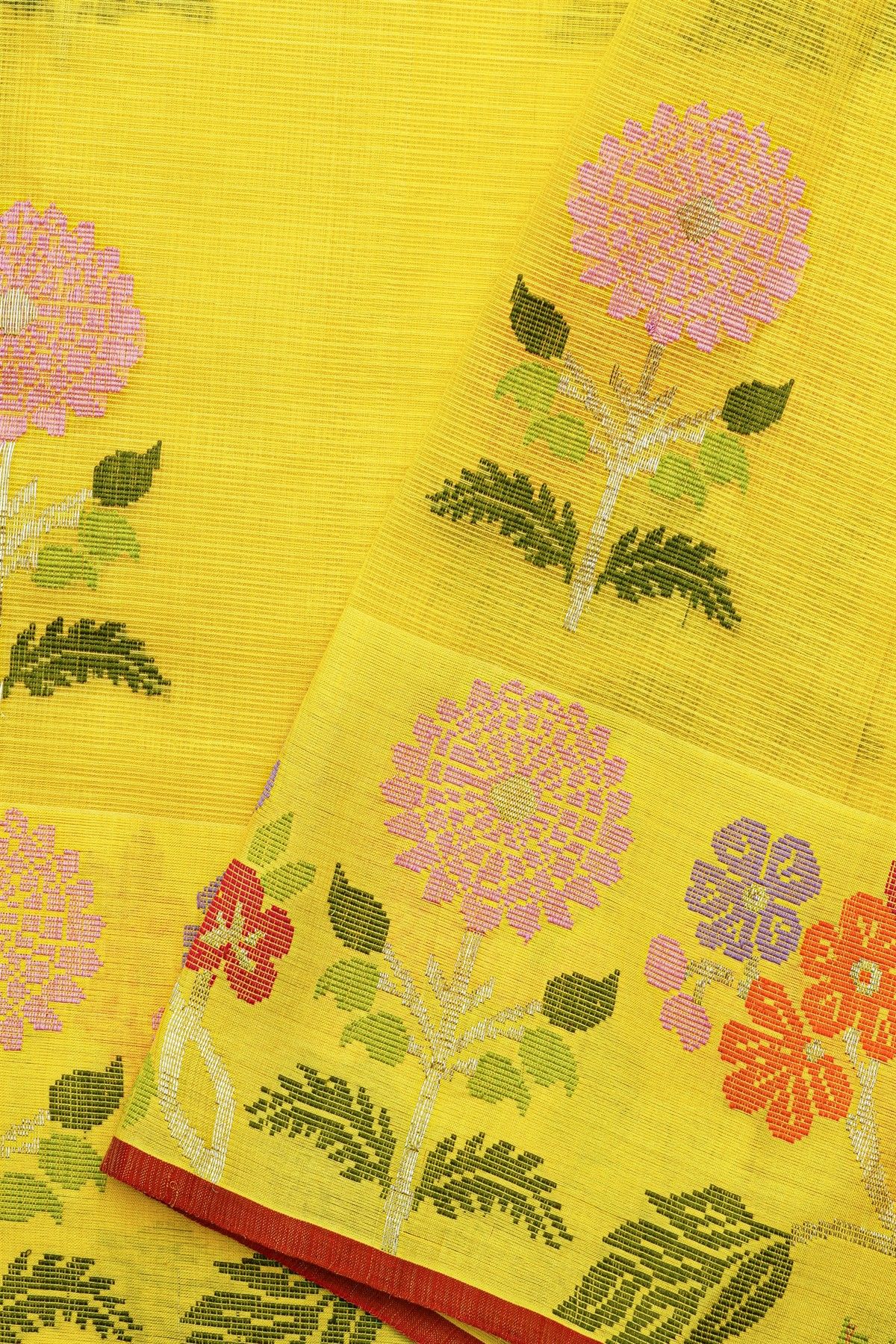 Zari Kota Cotton Yellow Saree