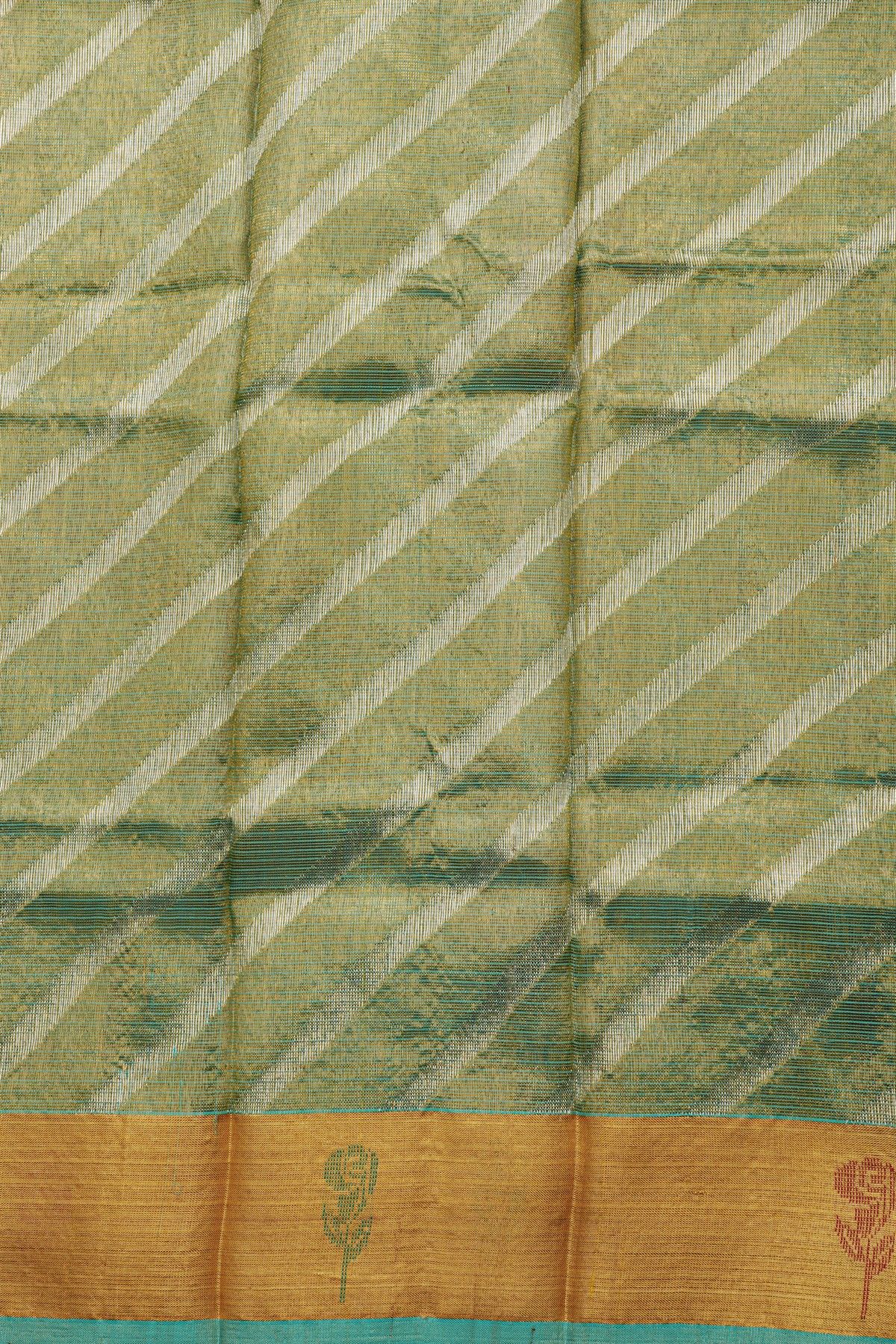 Zari Kota Cotton Gold Tissue Saree With Kaddi Florals