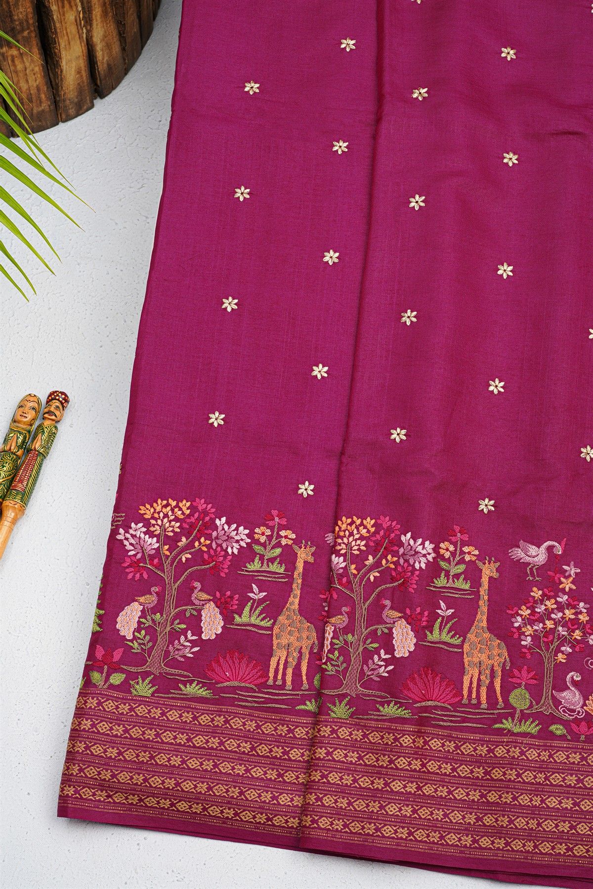 Designer Tussar Magenta Saree