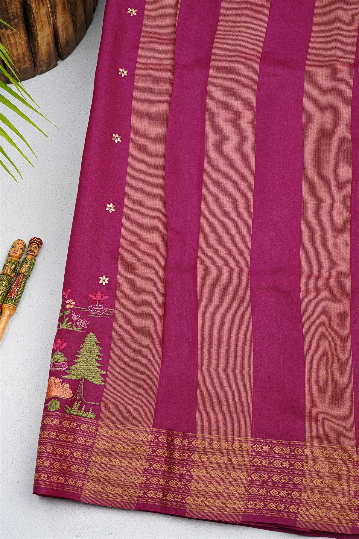 Designer Tussar Magenta Saree