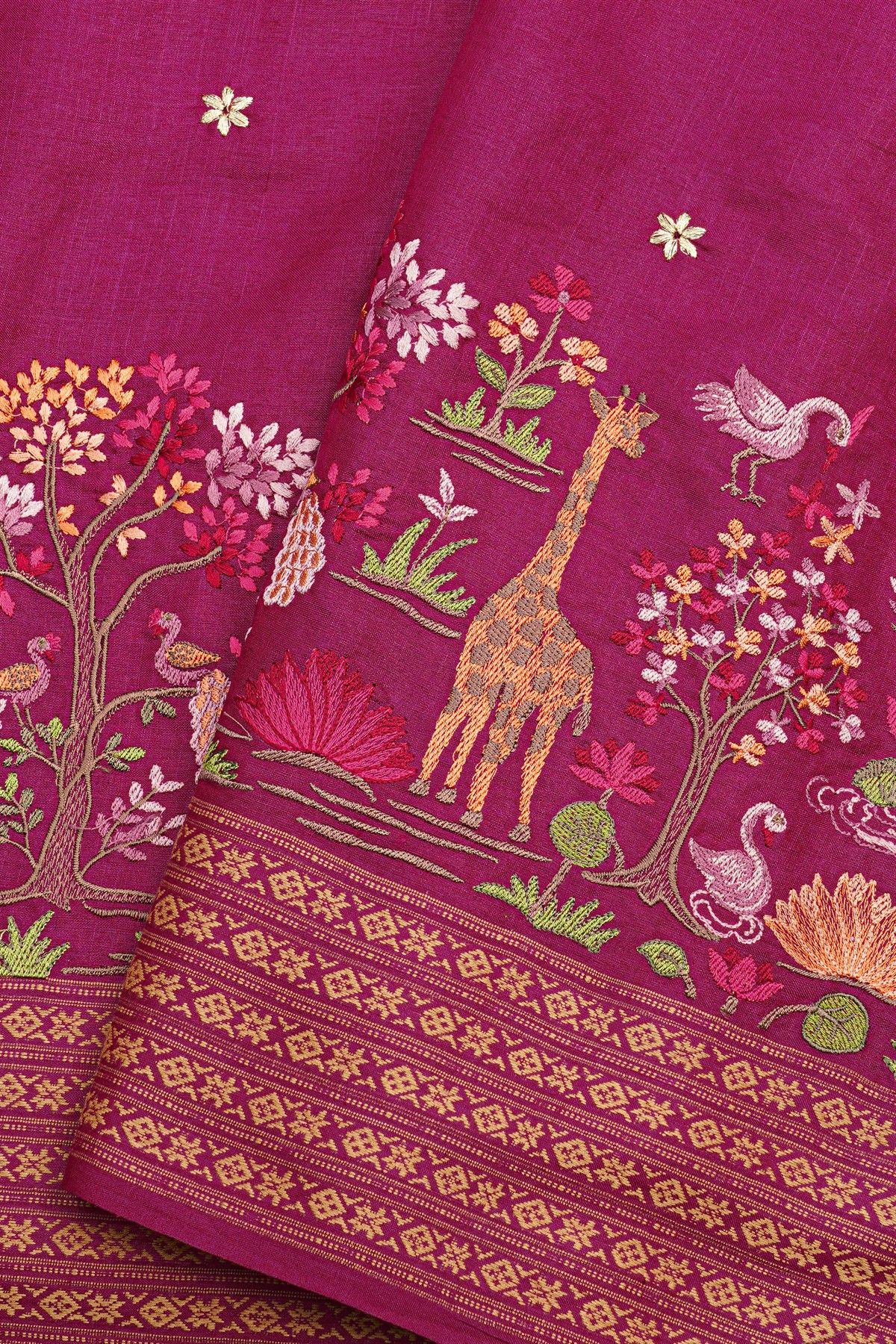 Designer Tussar Magenta Saree