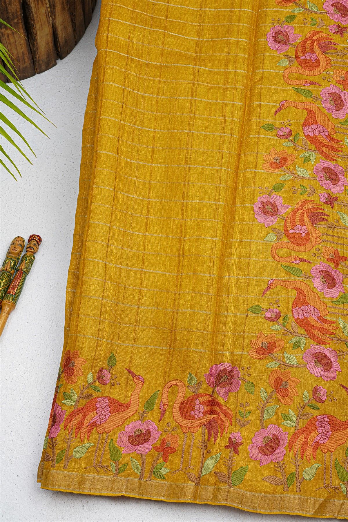 Designer Tussar Mustard Saree