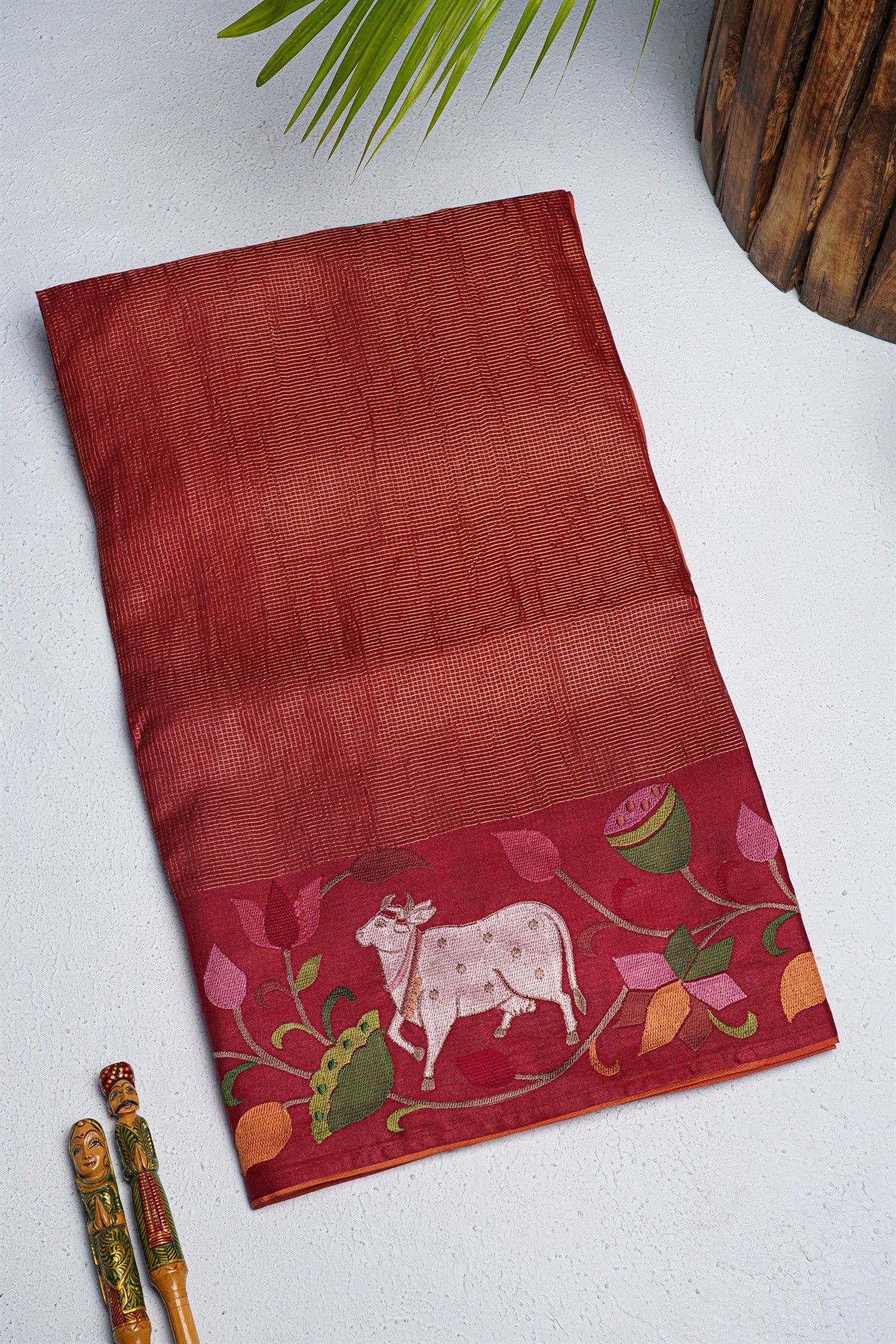Designer Tussar Red Saree