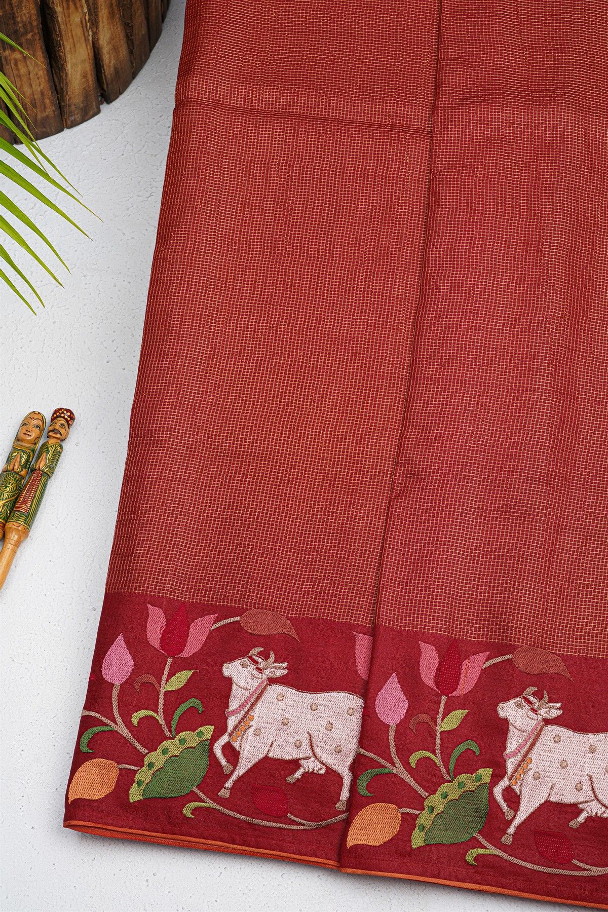 Designer Tussar Red Saree
