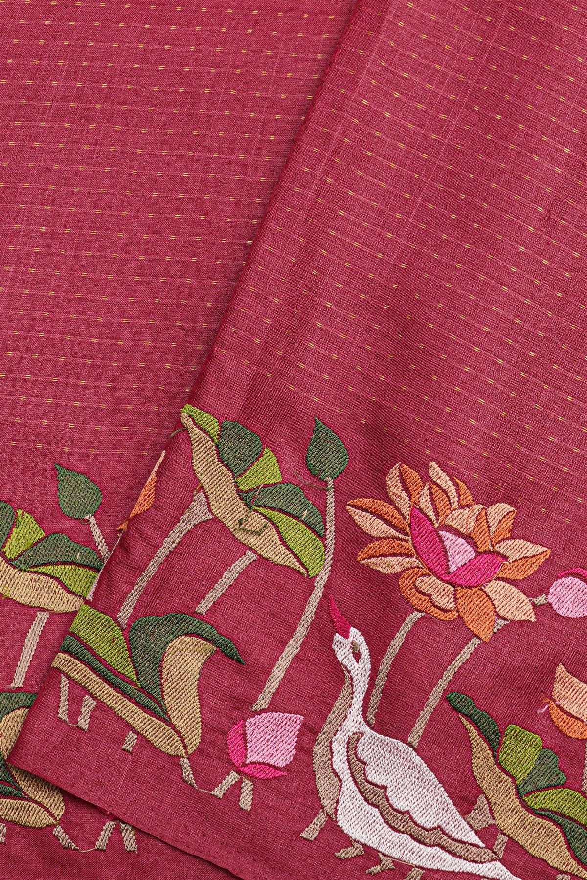 Designer Tussar Punch Pink Saree