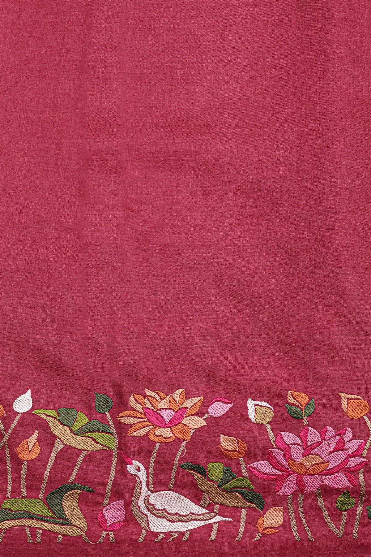Designer Tussar Punch Pink Saree