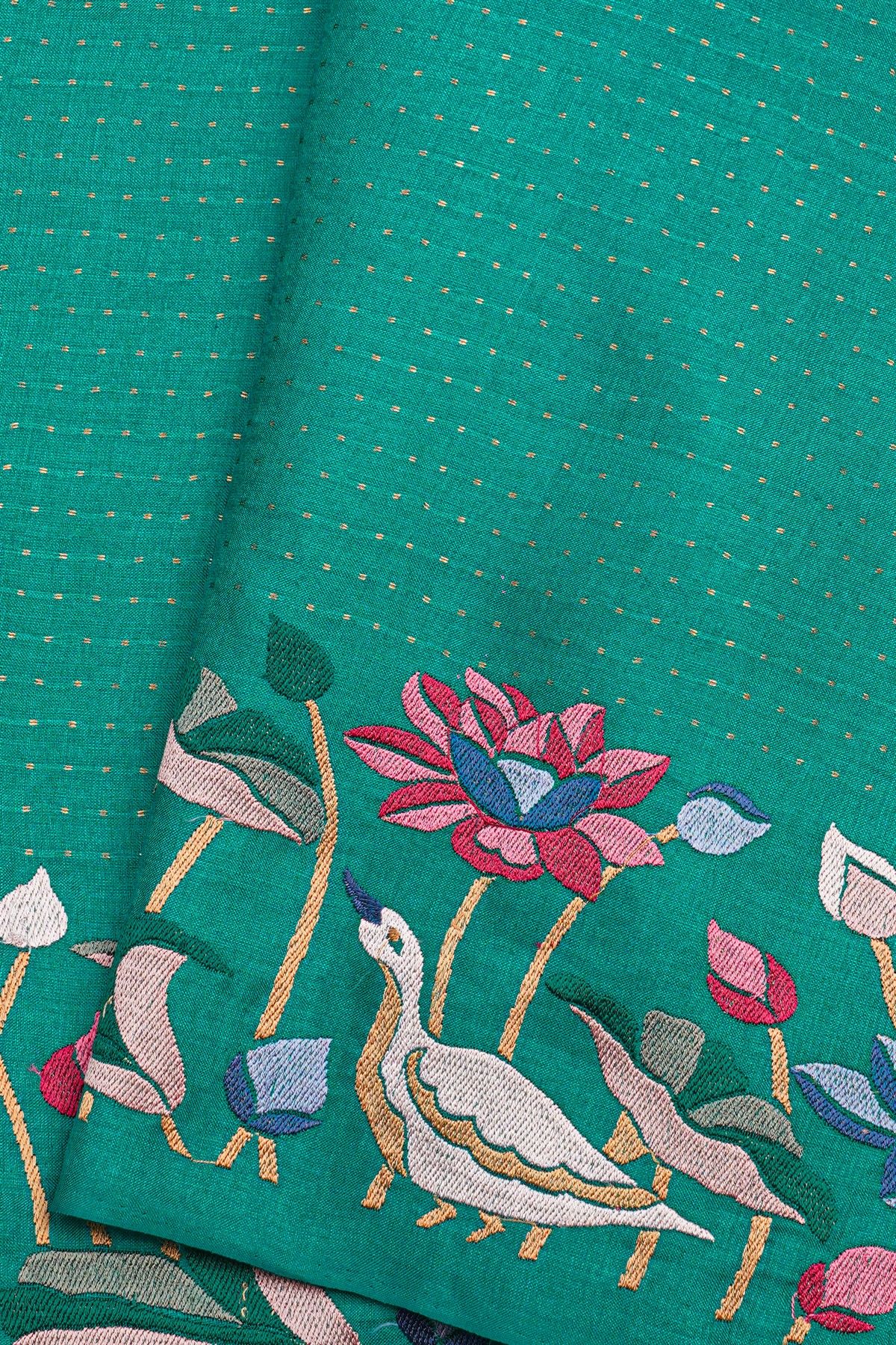 Designer Tussar Peacock Green Saree