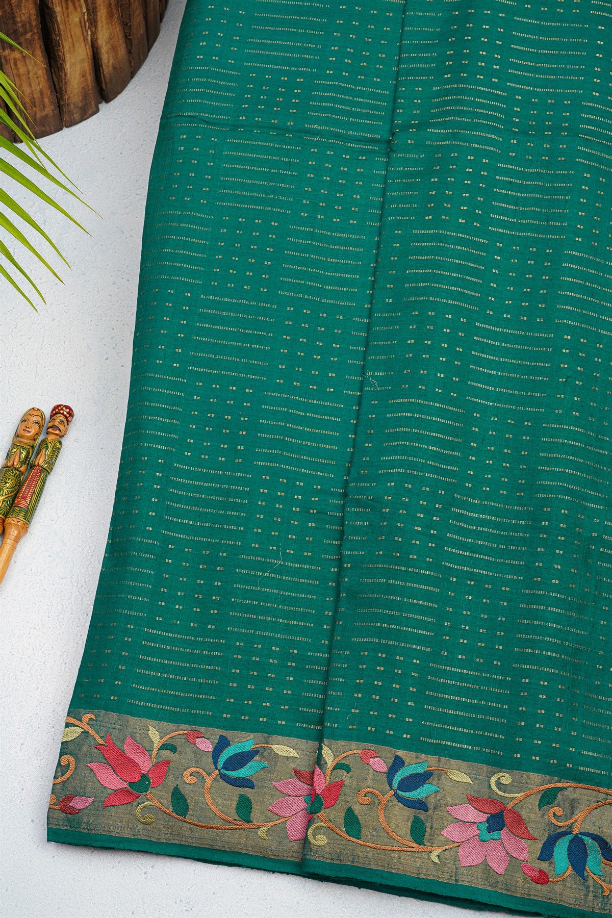 Designer Tussar Rama Green Saree