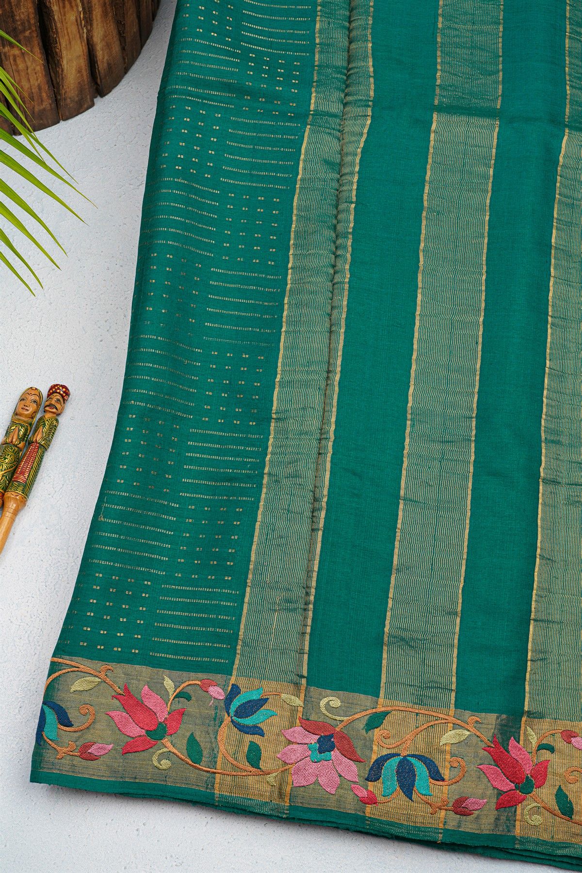 Designer Tussar Rama Green Saree