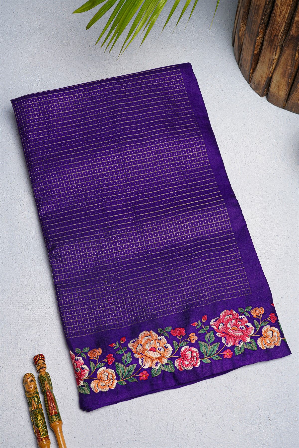 Designer Tussar Royal Blue Saree