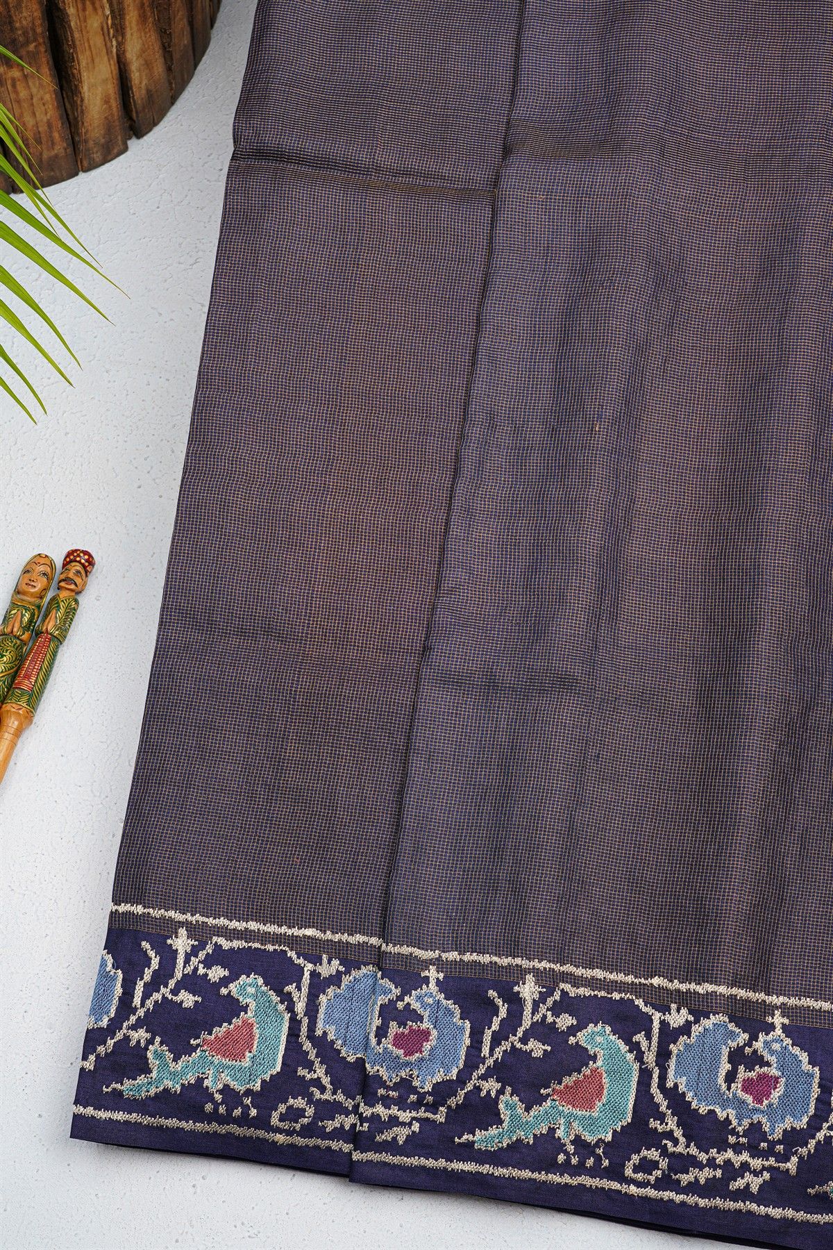 Designer Tussar Navy Blue Saree