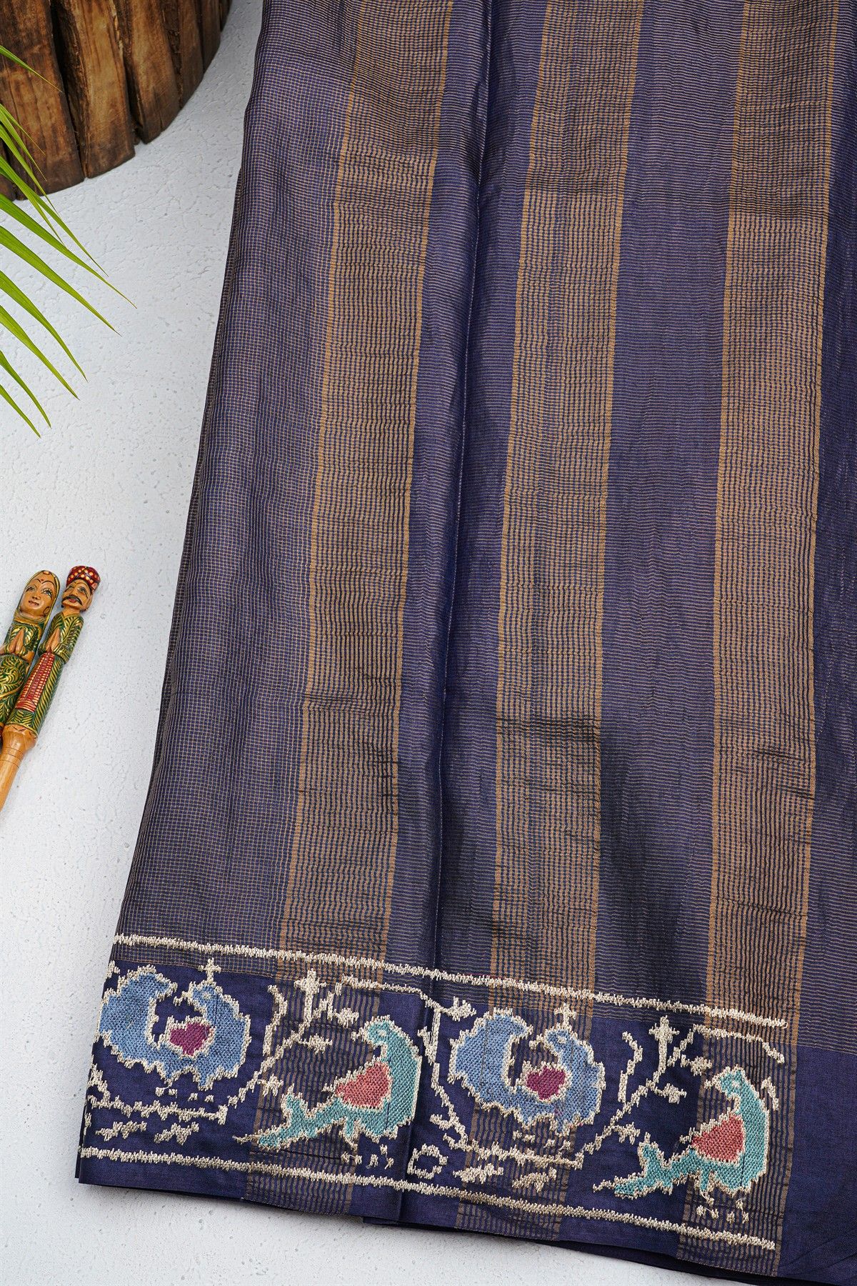 Designer Tussar Navy Blue Saree