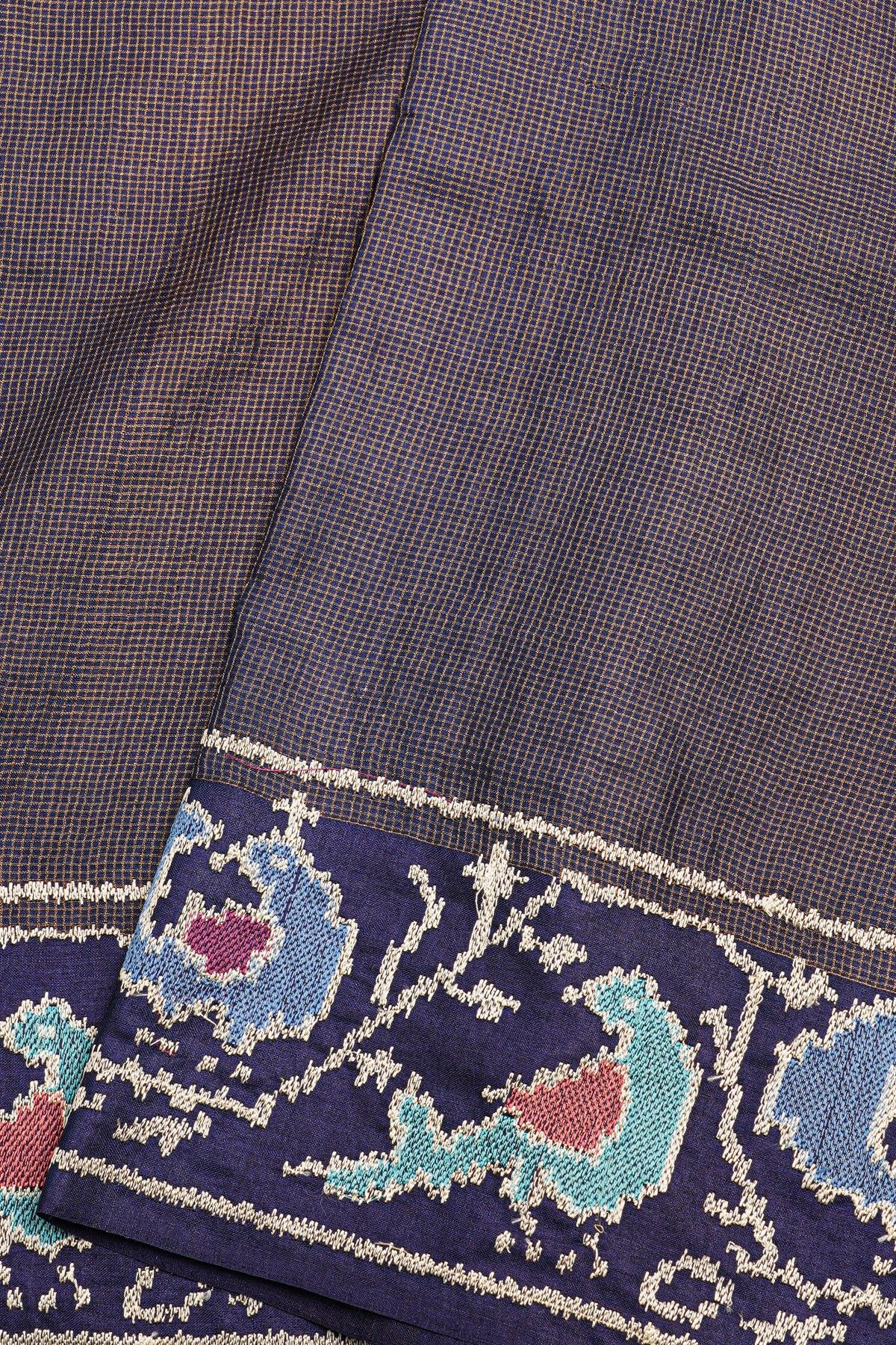 Designer Tussar Navy Blue Saree