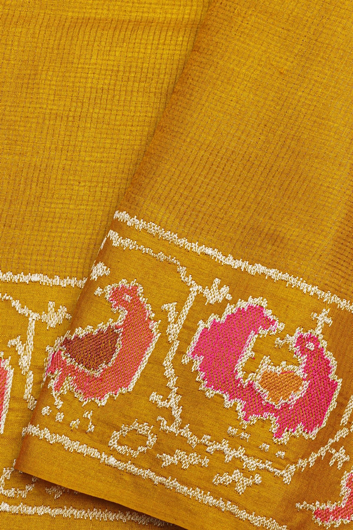 Designer Tussar Mustard Saree