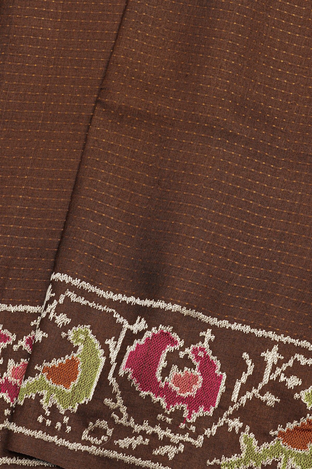 Designer Tussar Brown Saree