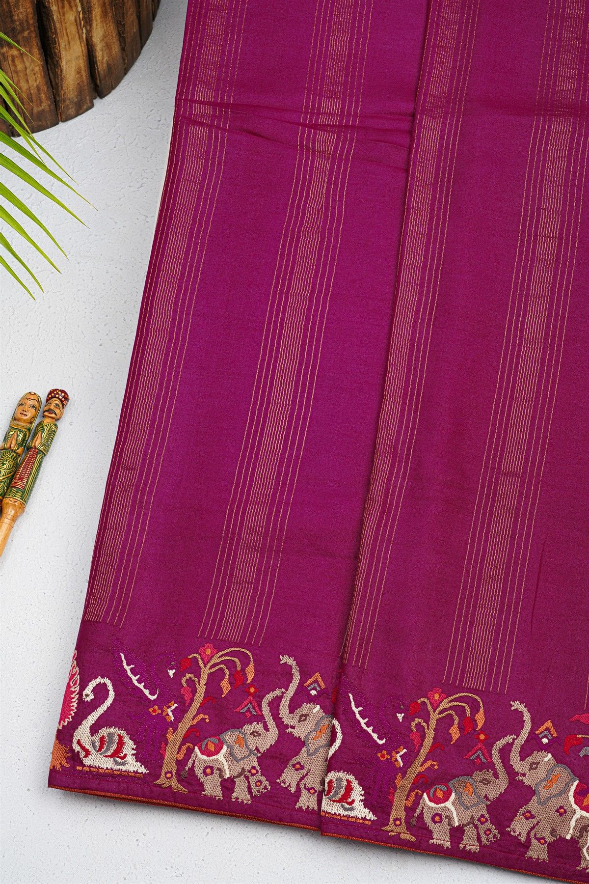 Designer Tussar Deep Magenta Saree