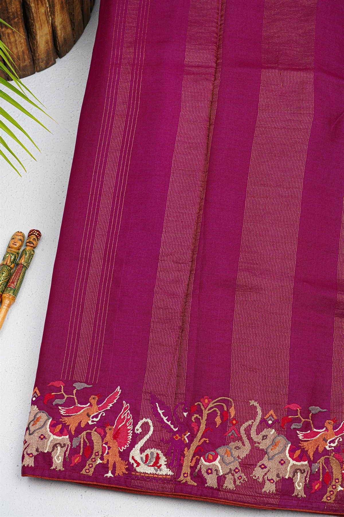 Designer Tussar Deep Magenta Saree