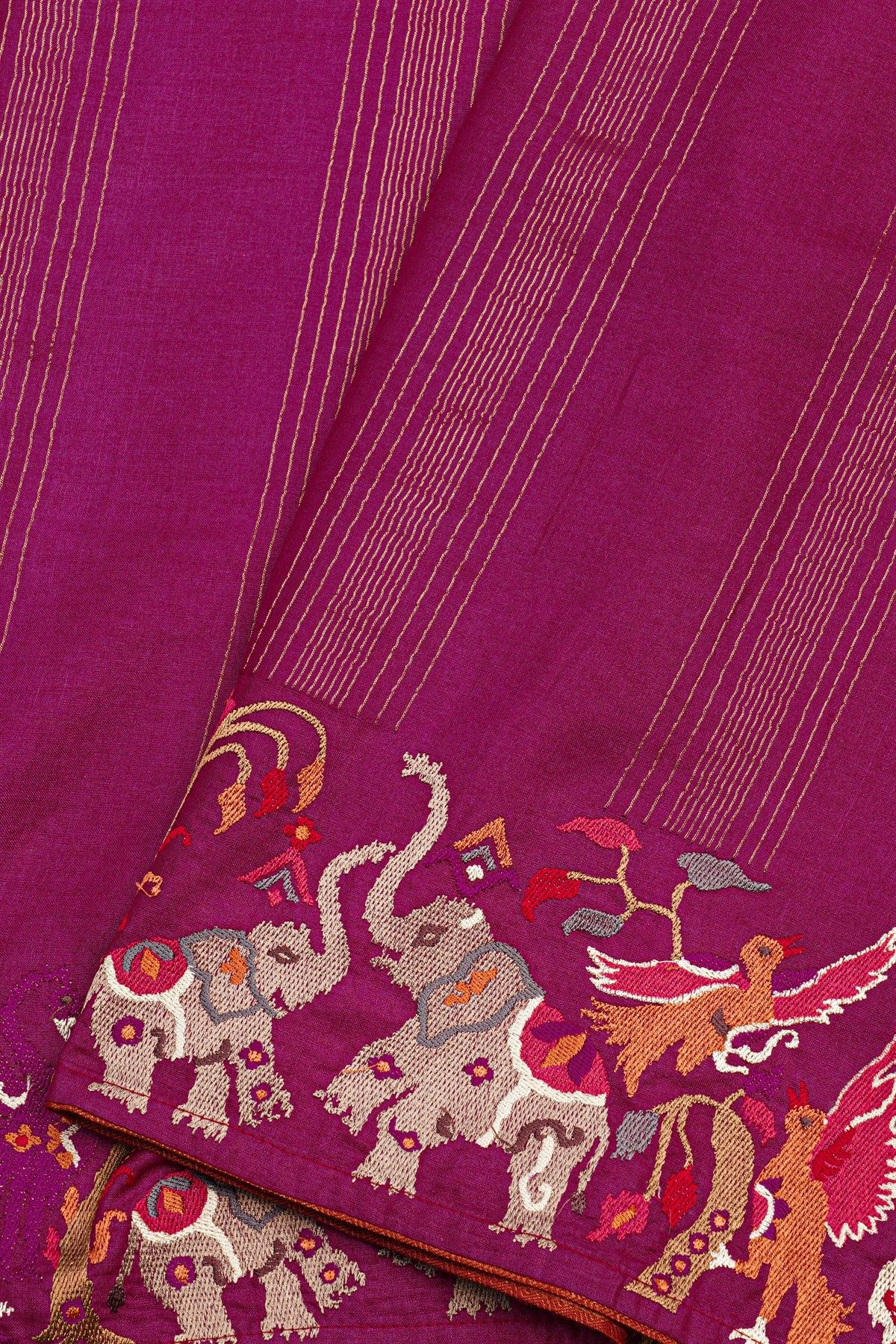 Designer Tussar Deep Magenta Saree