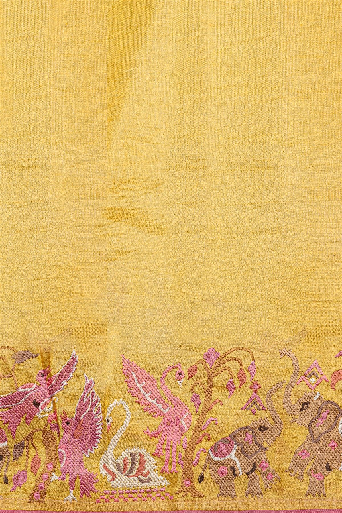 Designer Tussar Yellow Saree