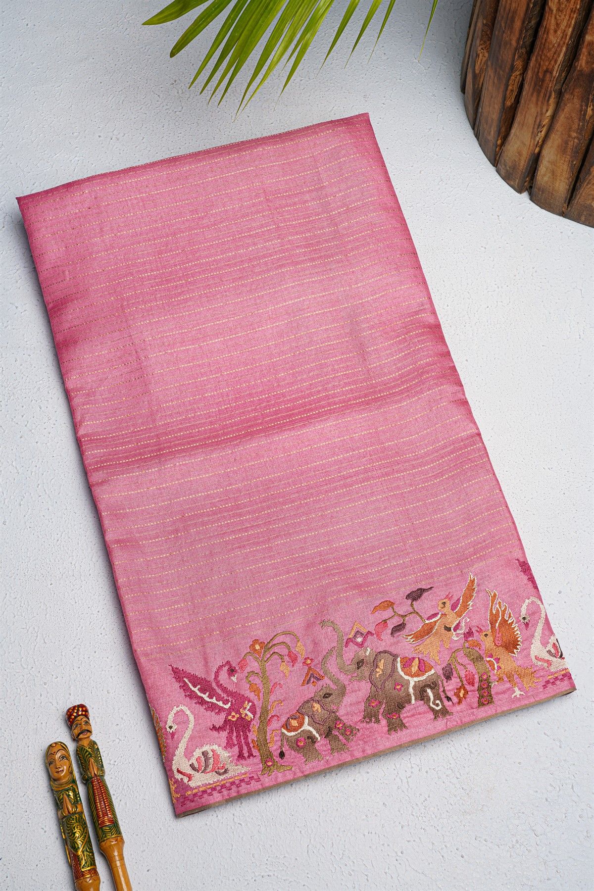 Designer Tussar Pink Saree