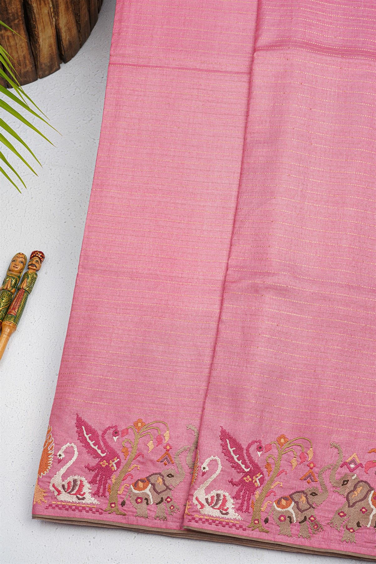 Designer Tussar Pink Saree