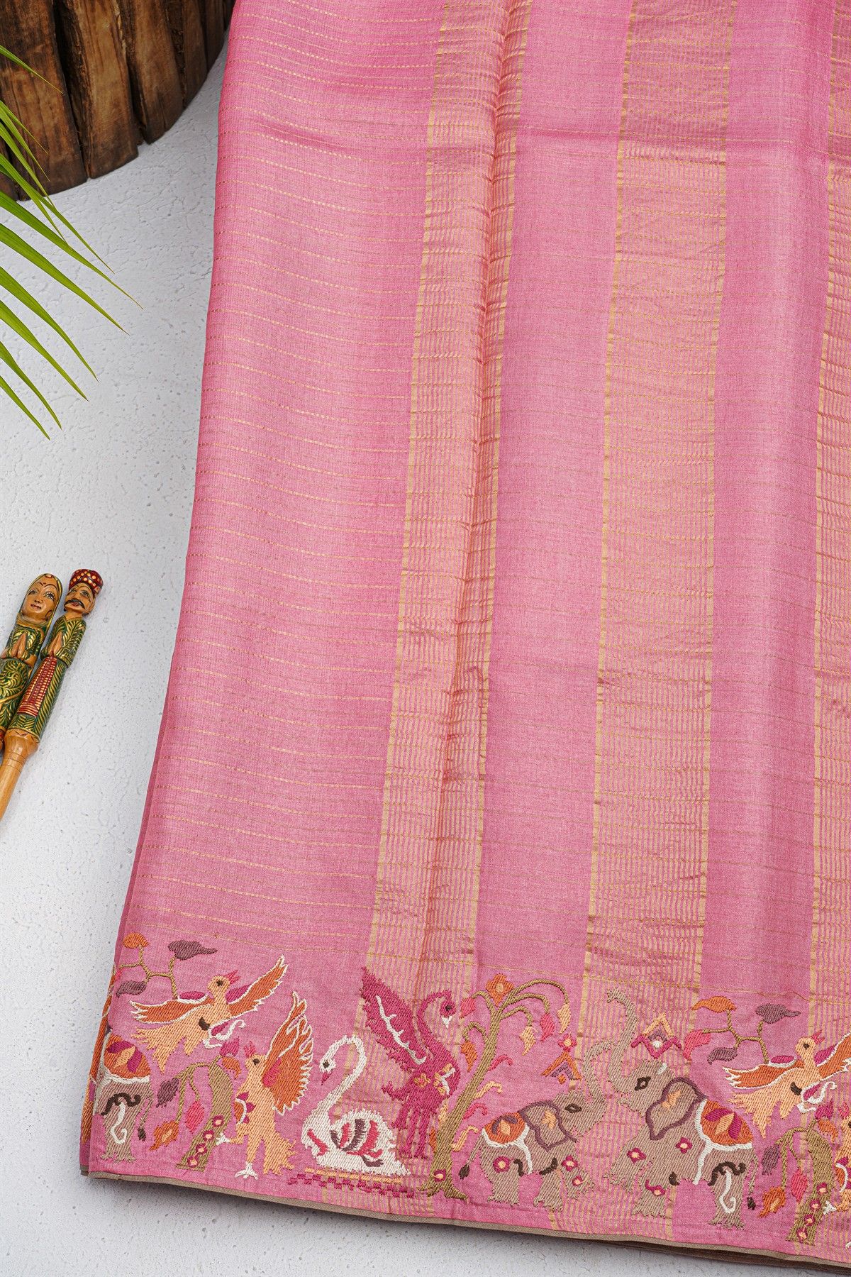 Designer Tussar Pink Saree
