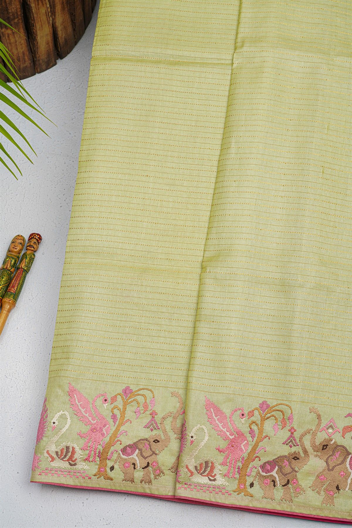 Designer Tussar Light Yellow Saree