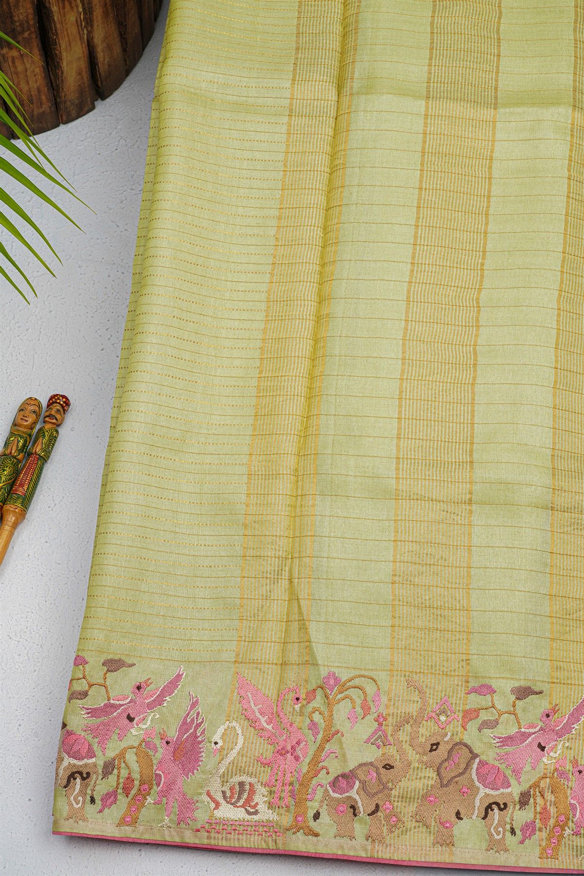Designer Tussar Light Yellow Saree