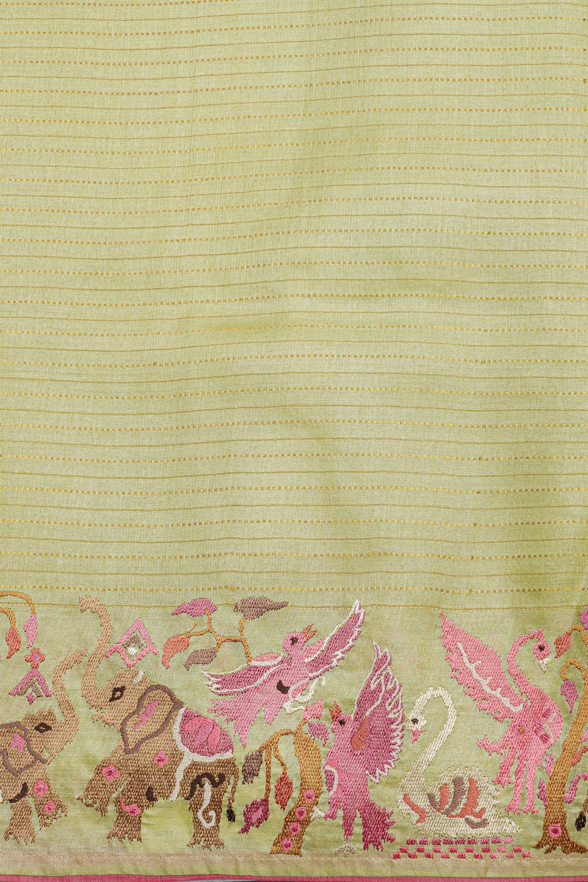 Designer Tussar Light Yellow Saree