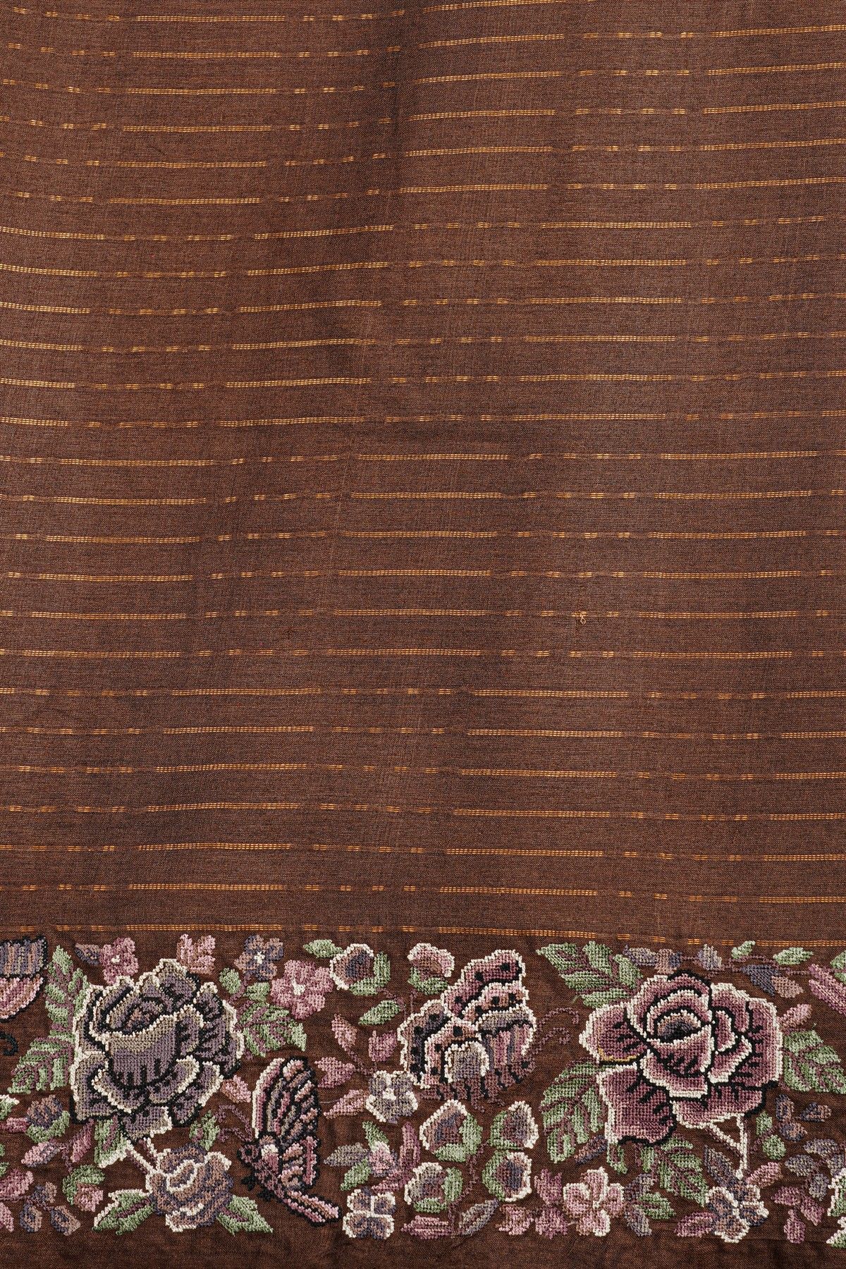 Designer Tussar Brown Saree