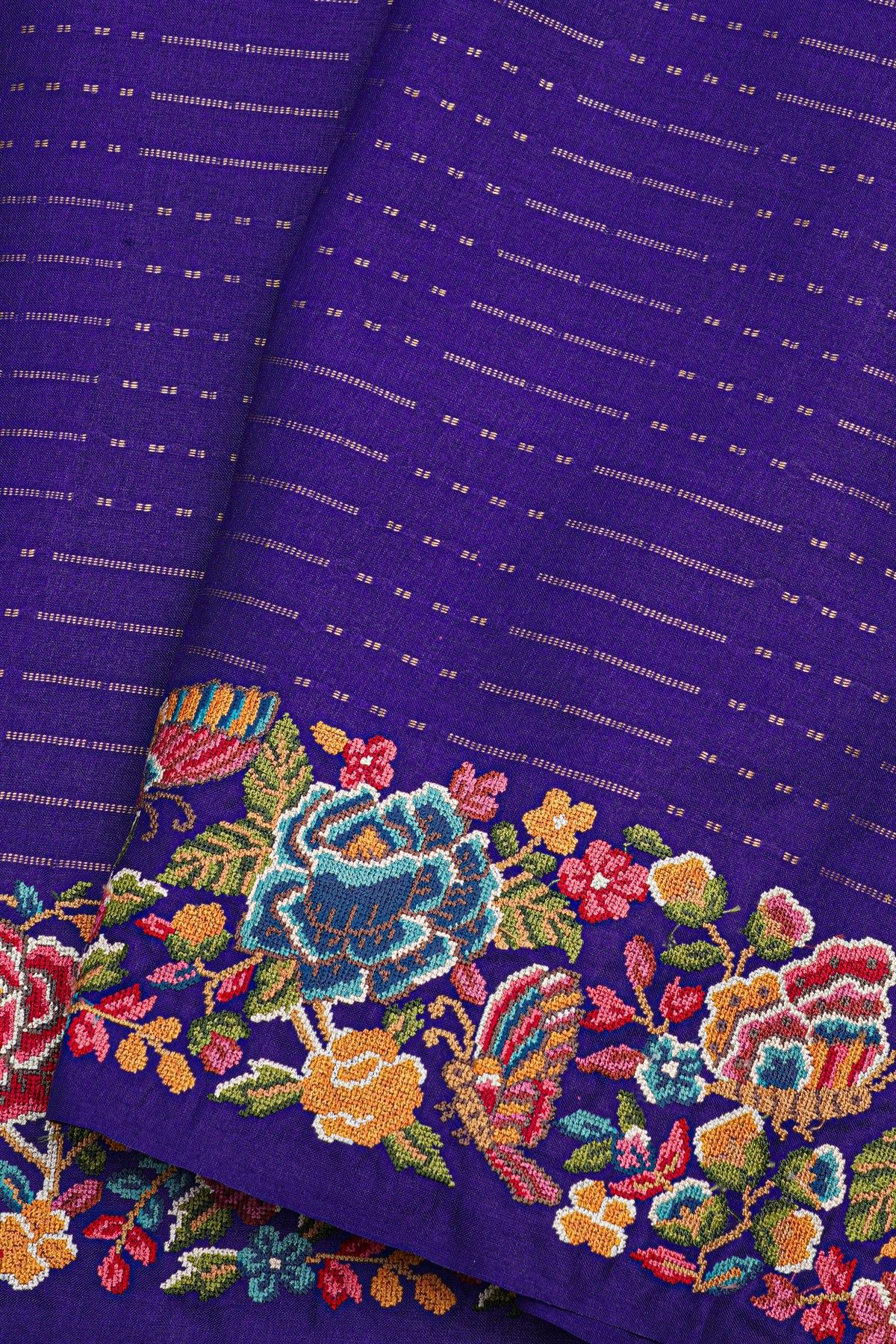 Designer Tussar Royal Blue Saree