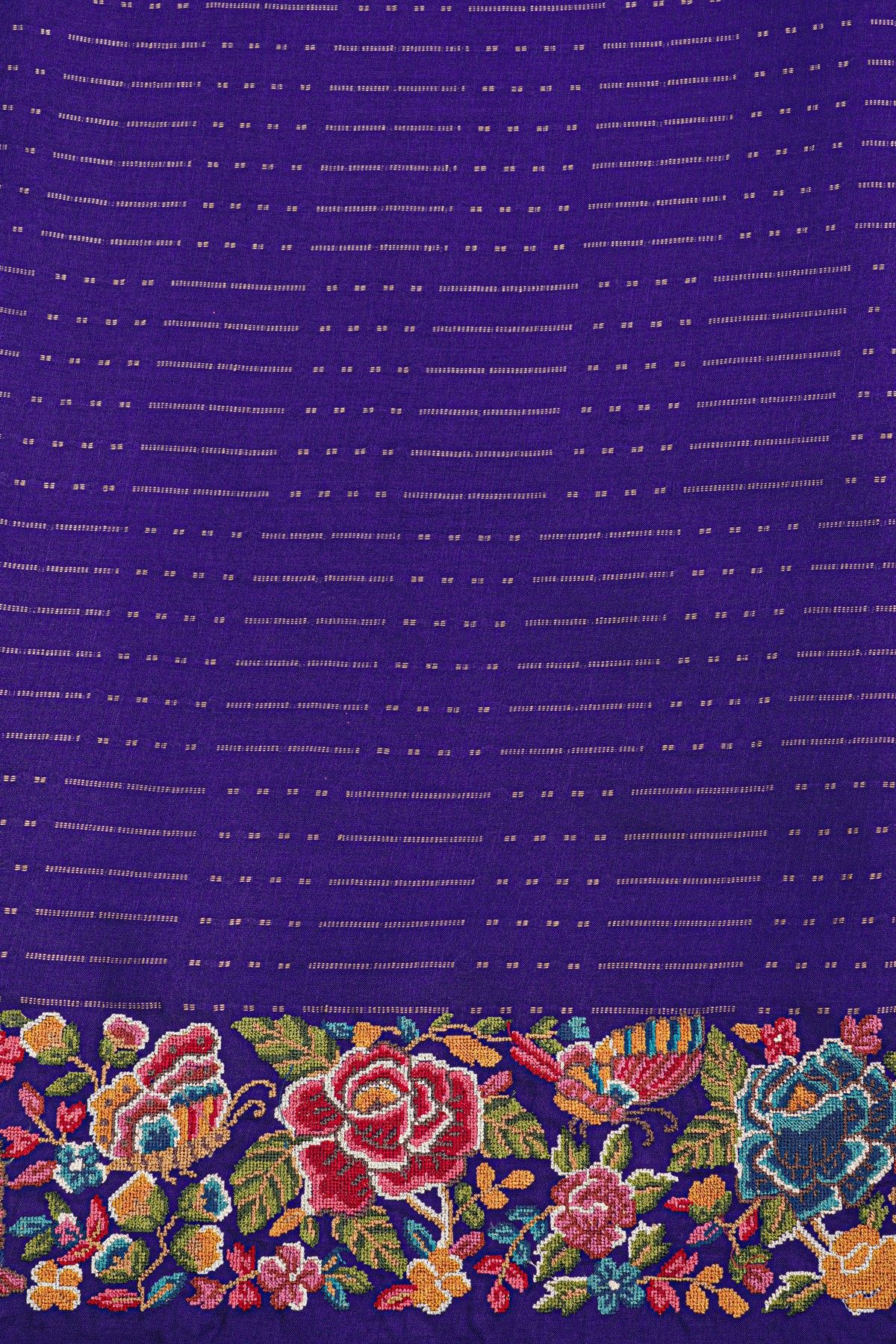 Designer Tussar Royal Blue Saree