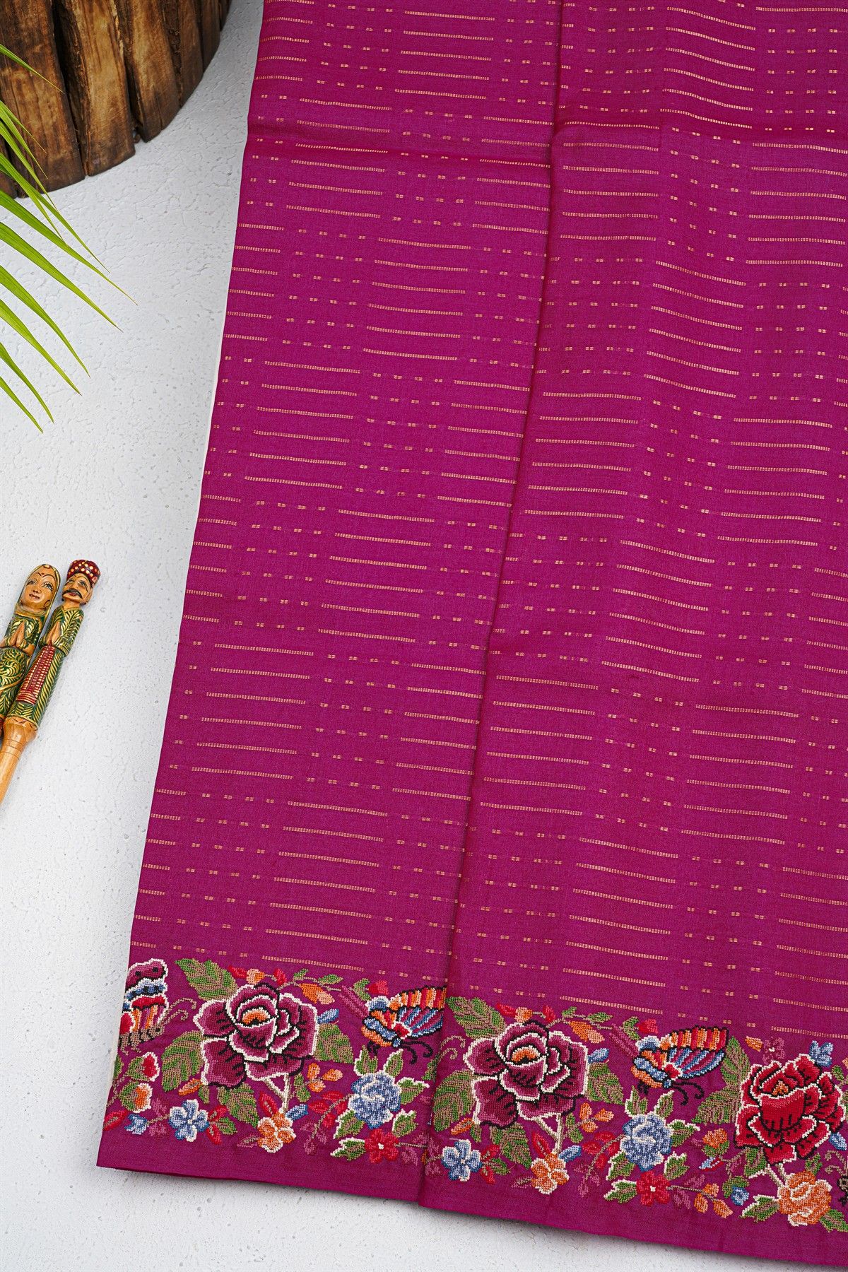 Designer Tussar Rani Pink Saree