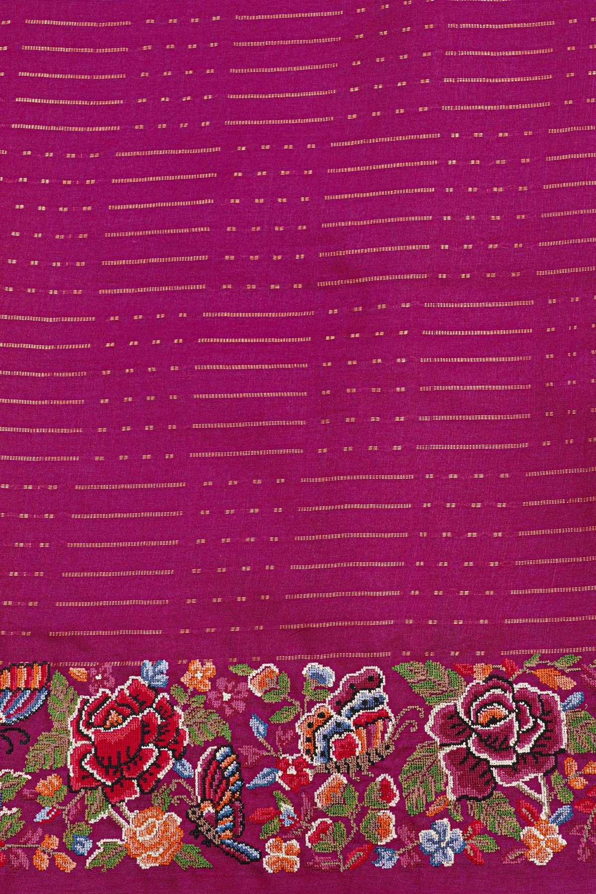 Designer Tussar Rani Pink Saree