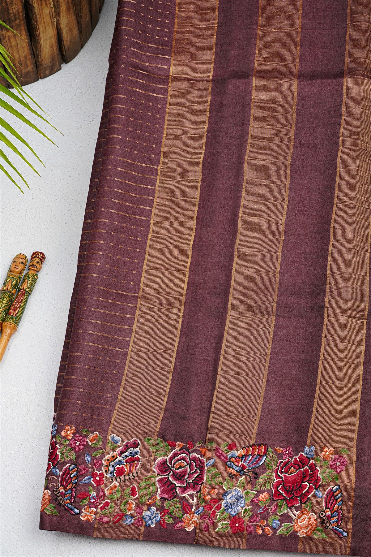 Designer Tussar Brown Saree