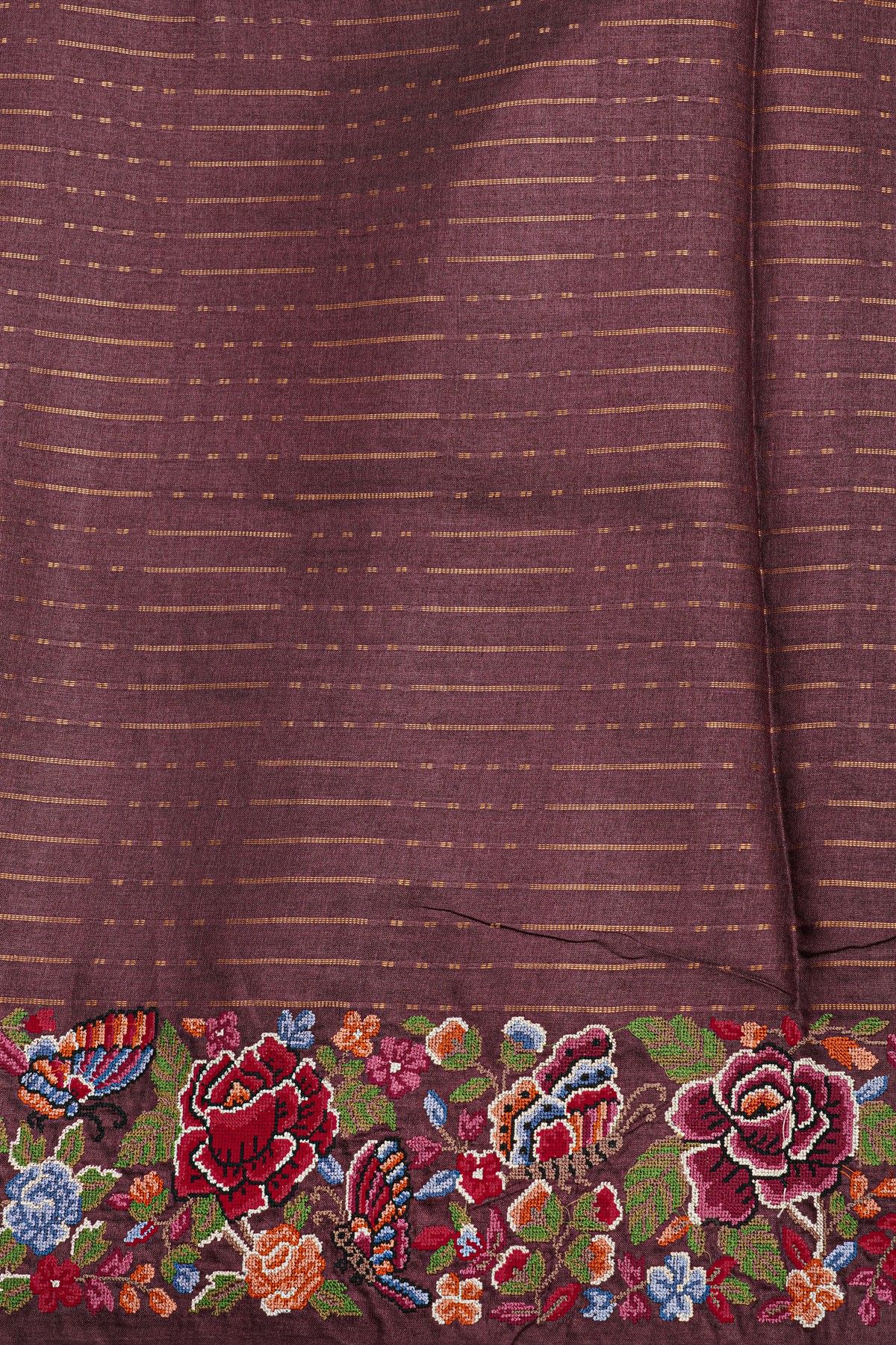 Designer Tussar Brown Saree