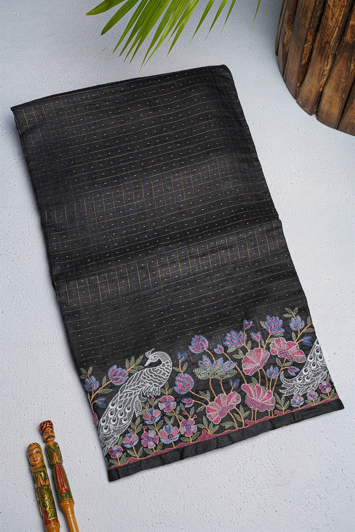Designer Tussar Black Saree