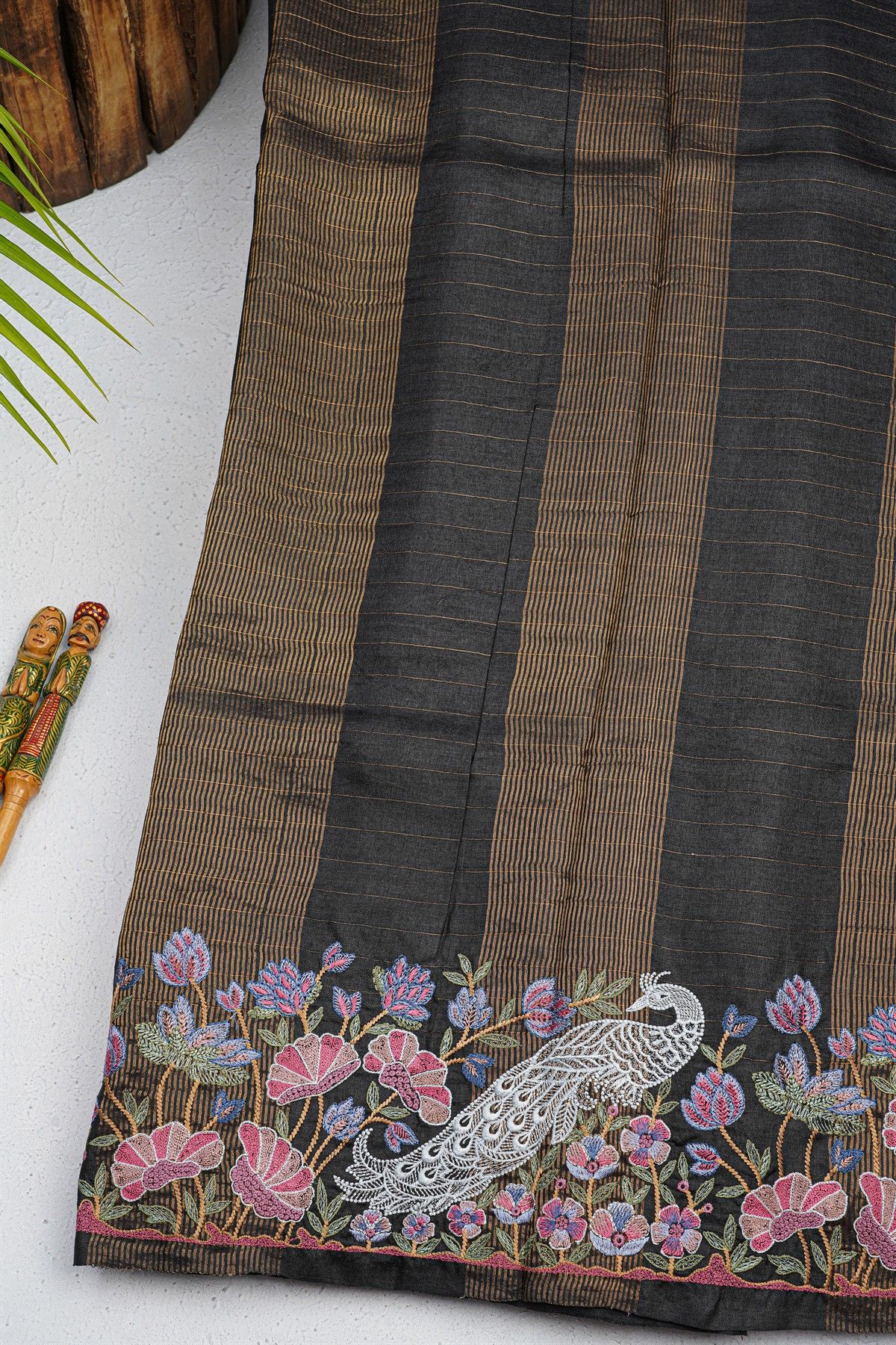 Designer Tussar Black Saree