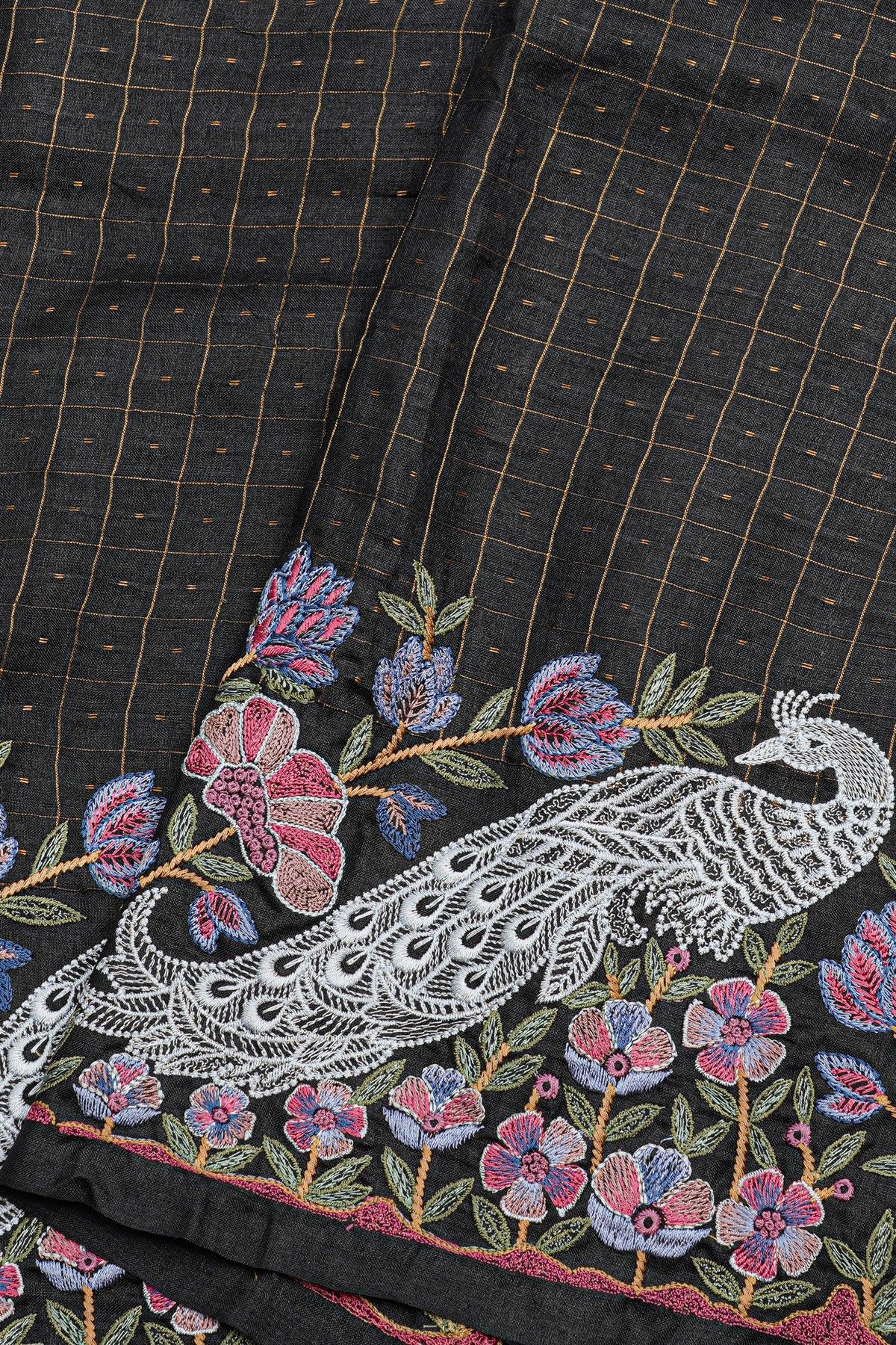 Designer Tussar Black Saree