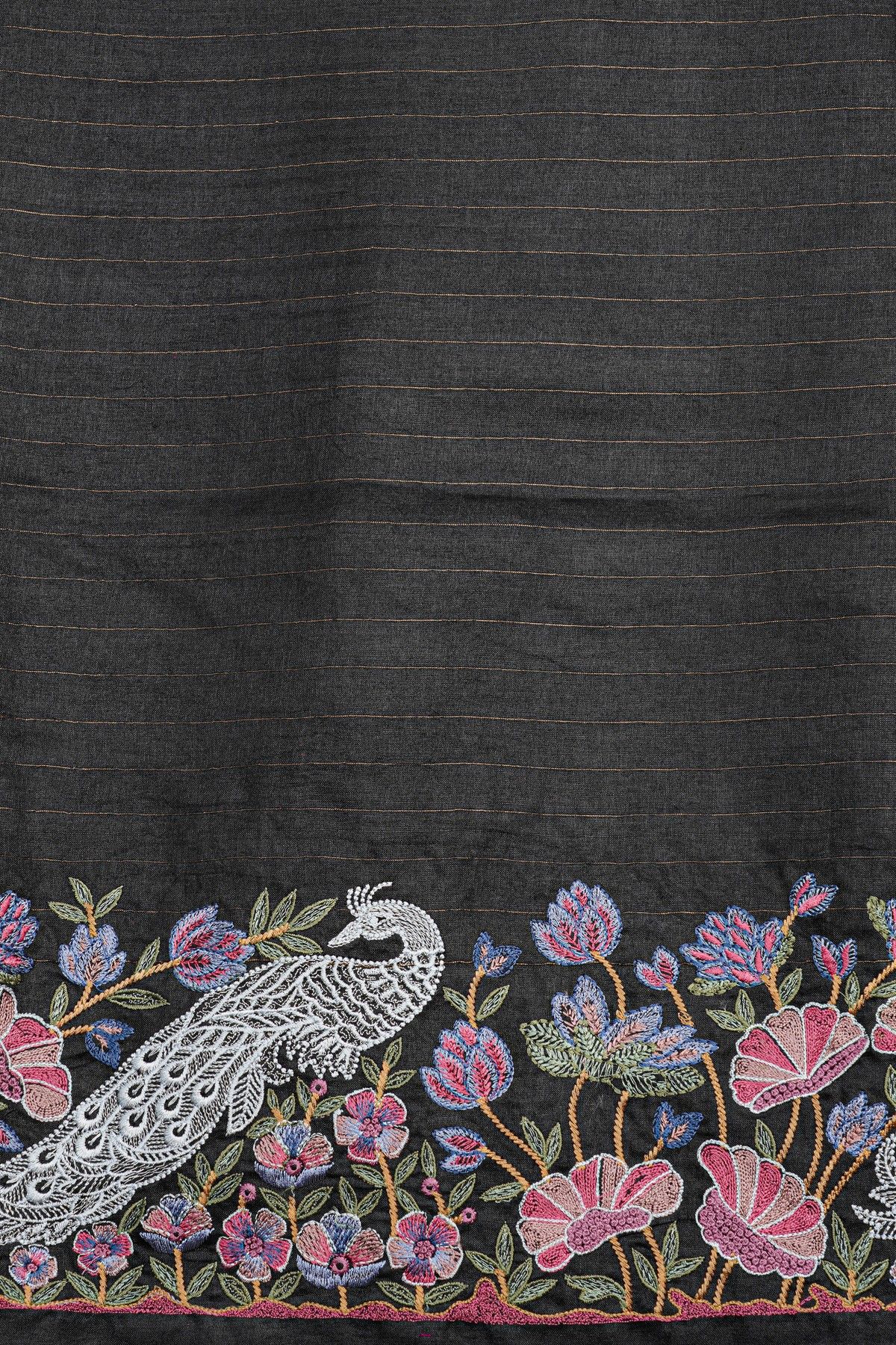 Designer Tussar Black Saree