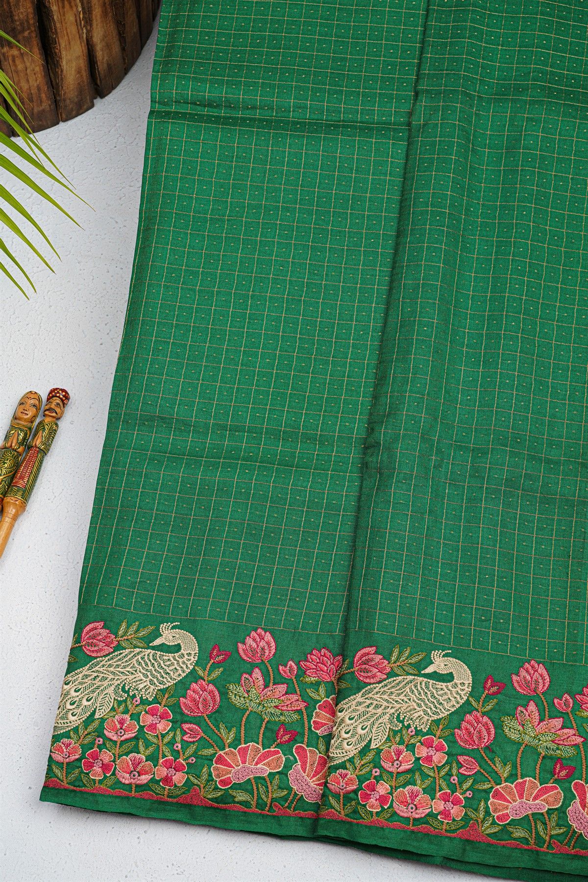 Designer Tussar Green Saree