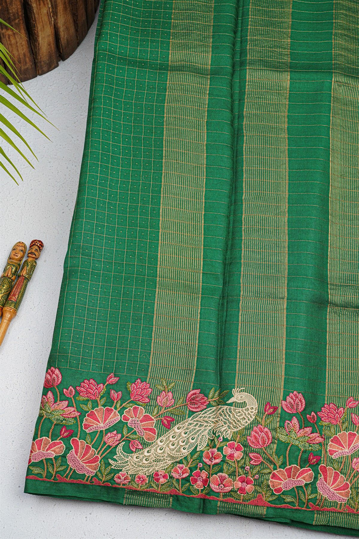 Designer Tussar Green Saree